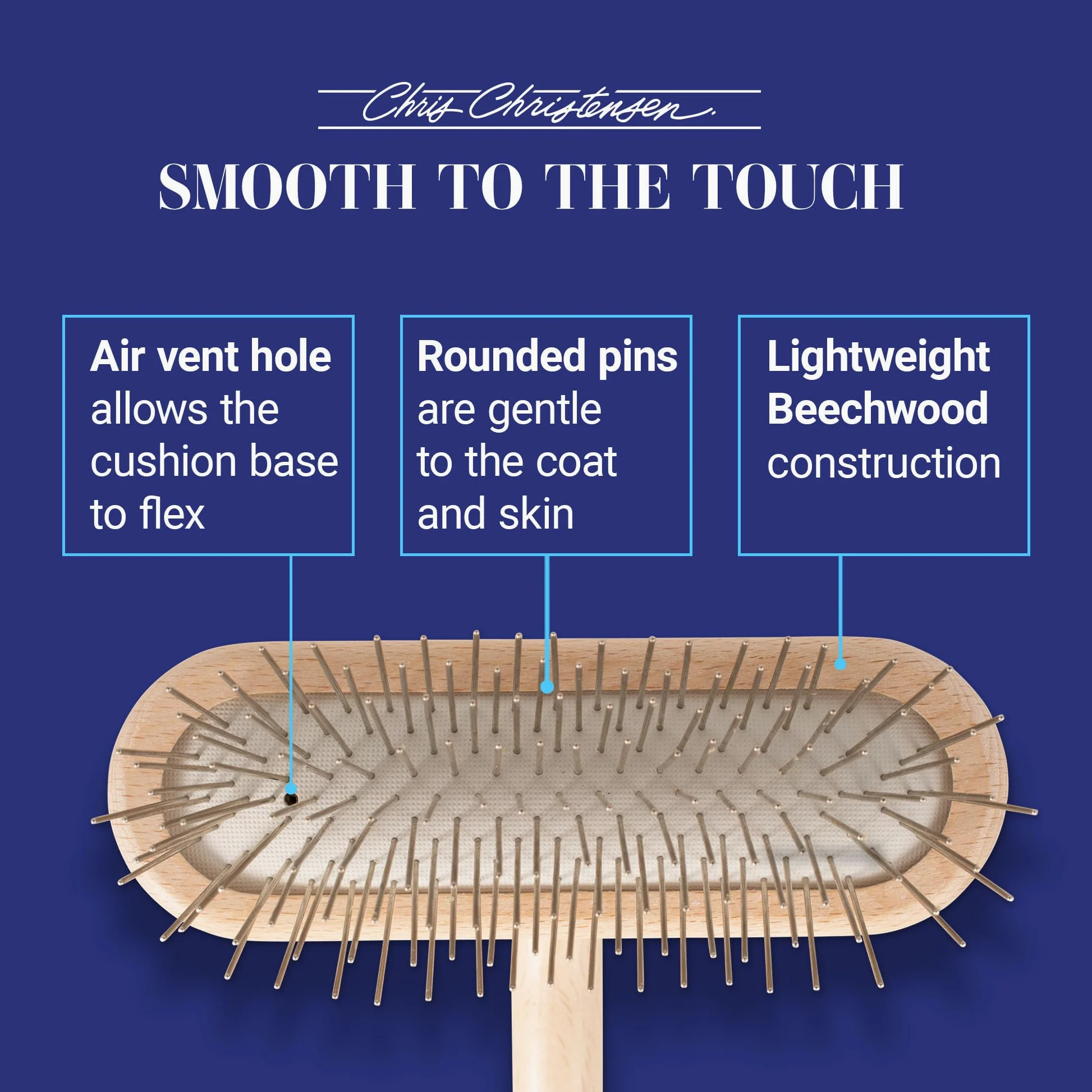 Chris Christensen Brosse pour Chien, Brosse en T de 27 mm, pour toiletter comme Un Professionnel, épingles en Acier Inoxydable, Corps en Bois de hêtre léger, Pointes polies et polies, Lutte Contre la
