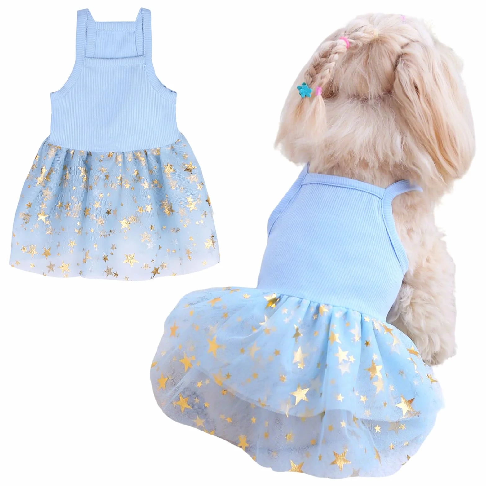 Robe tutu d'été en tulle pour chien et chat taille M bleu
