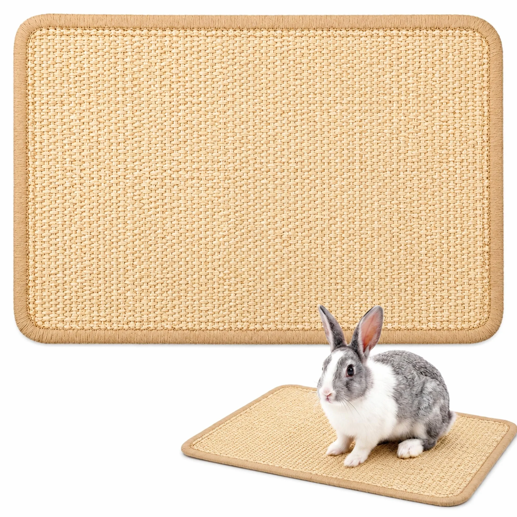 Tapis à Gratter Naturel en Sisal pour Lapin 20x40cm Griffoir Jouets à Mâcher Cage Soin Griffes Dents Dormir Nidifier