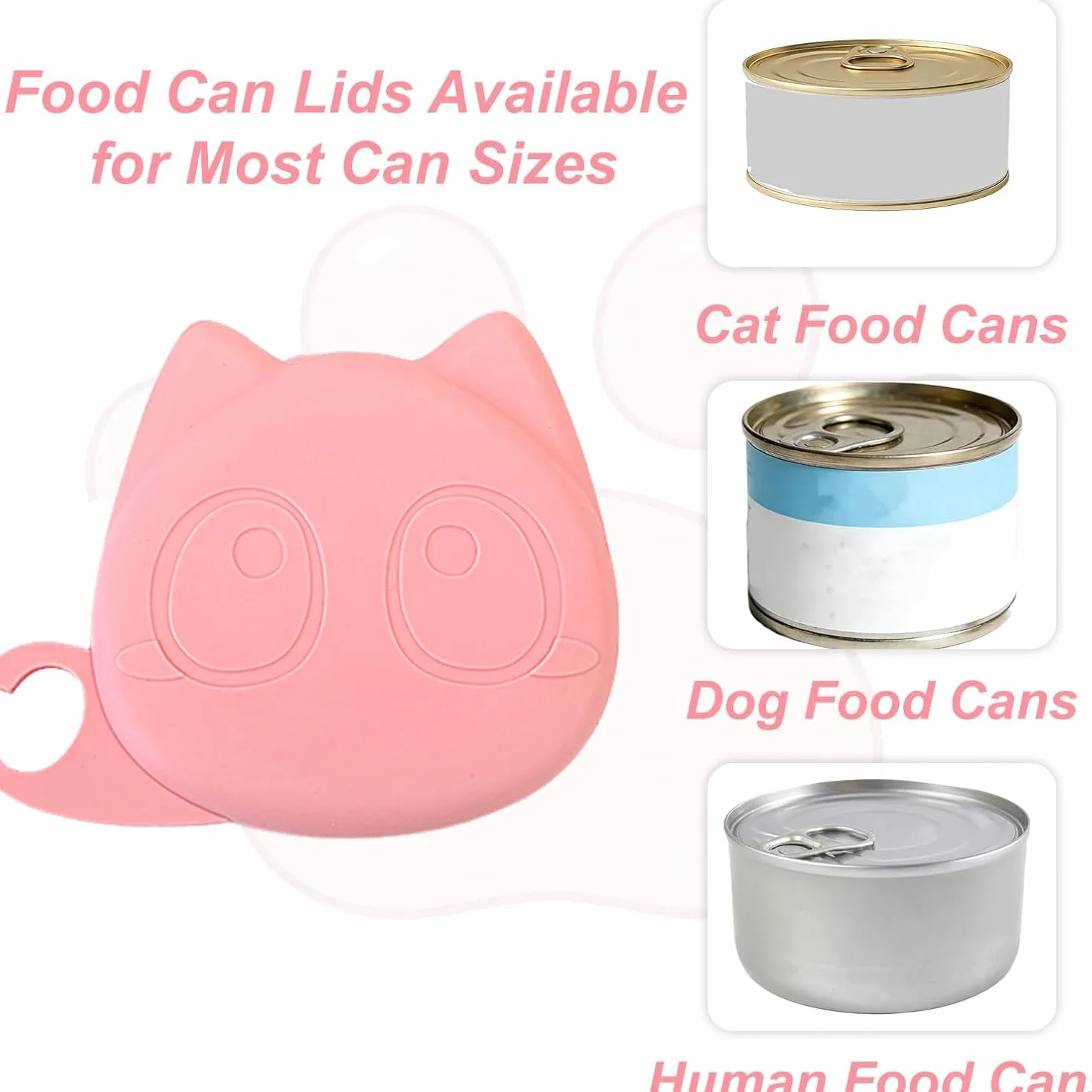Couvercle Boite de Conserve Ensemble, 2 Pcs Couvercle Silicone et 1 Pcs Cuillères à Nourriture Pour Chat et 2 Pcs Portable Convient Ouvre-Boîte pour Snack Purée Fournitures