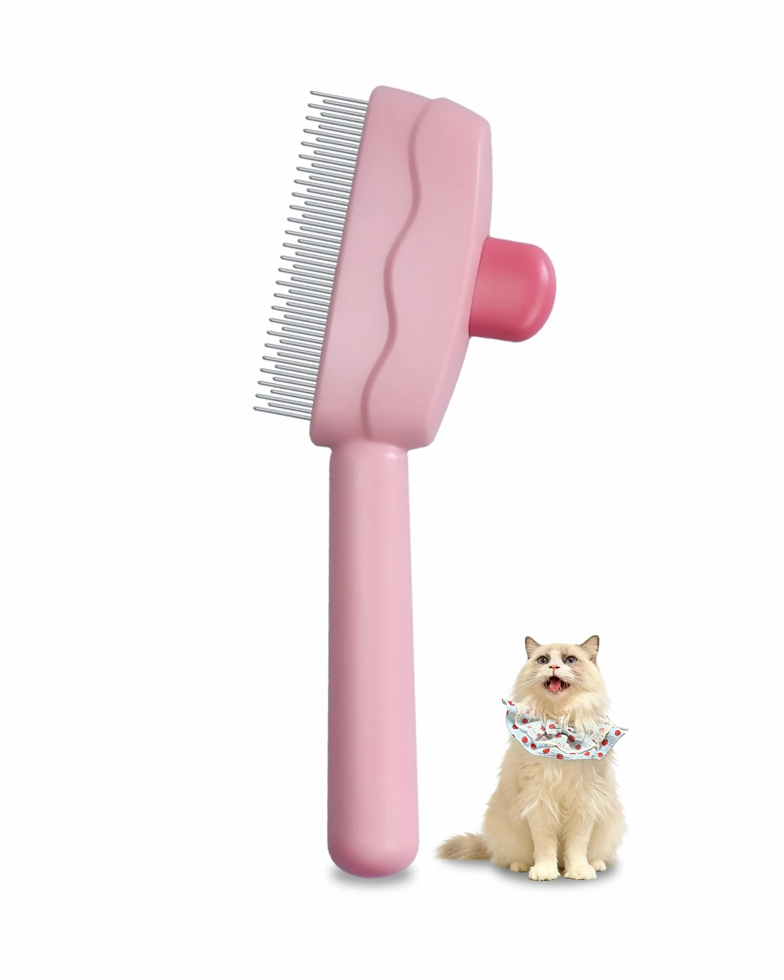 Brosses de Toilettage pour Chat et Chien Poil avec Bouton Release, Peigne D'épilation pour Animaux (Rose)