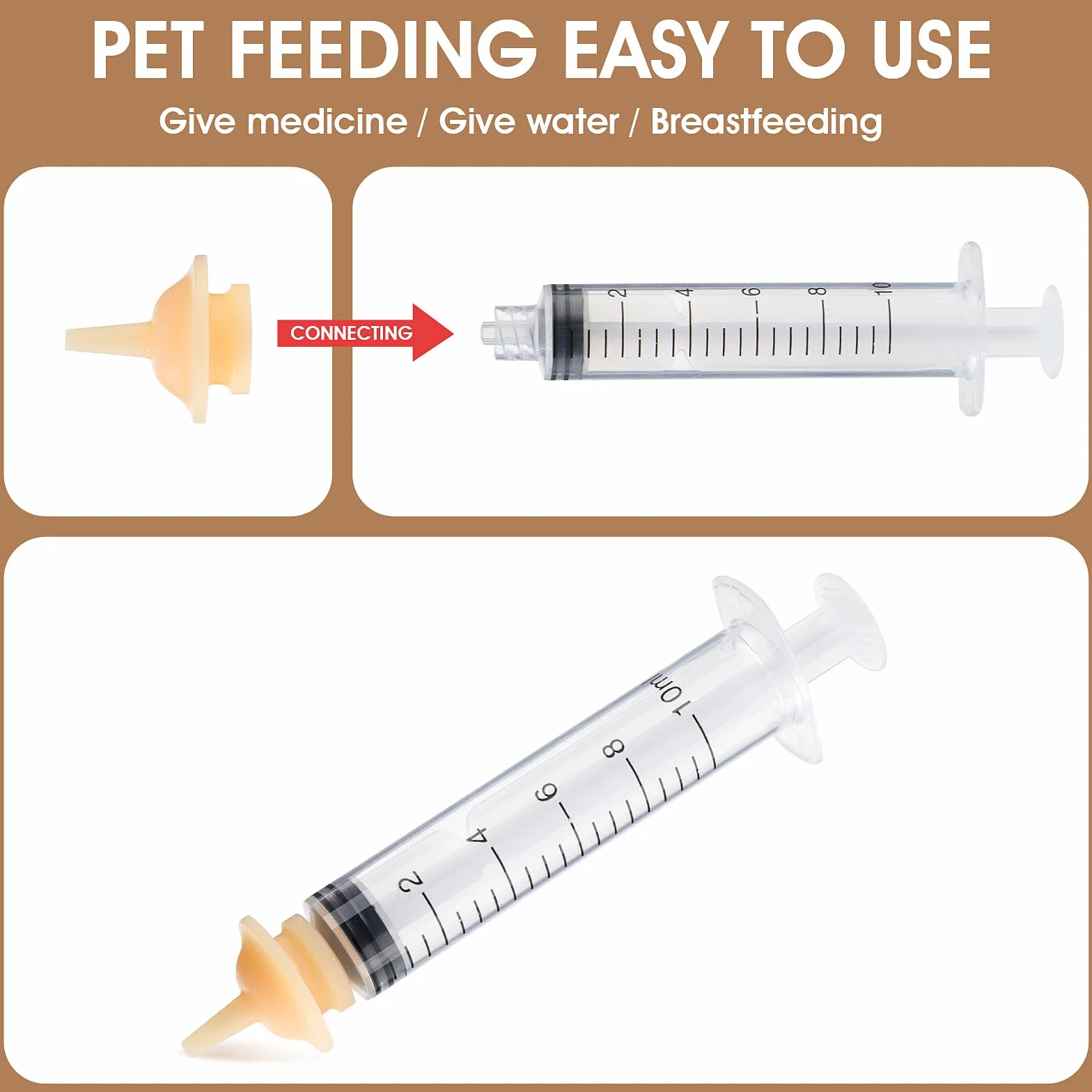 Lot de 4 Mini Seringues à Tétons Miracles Silicone pour Chatons et Chiots
