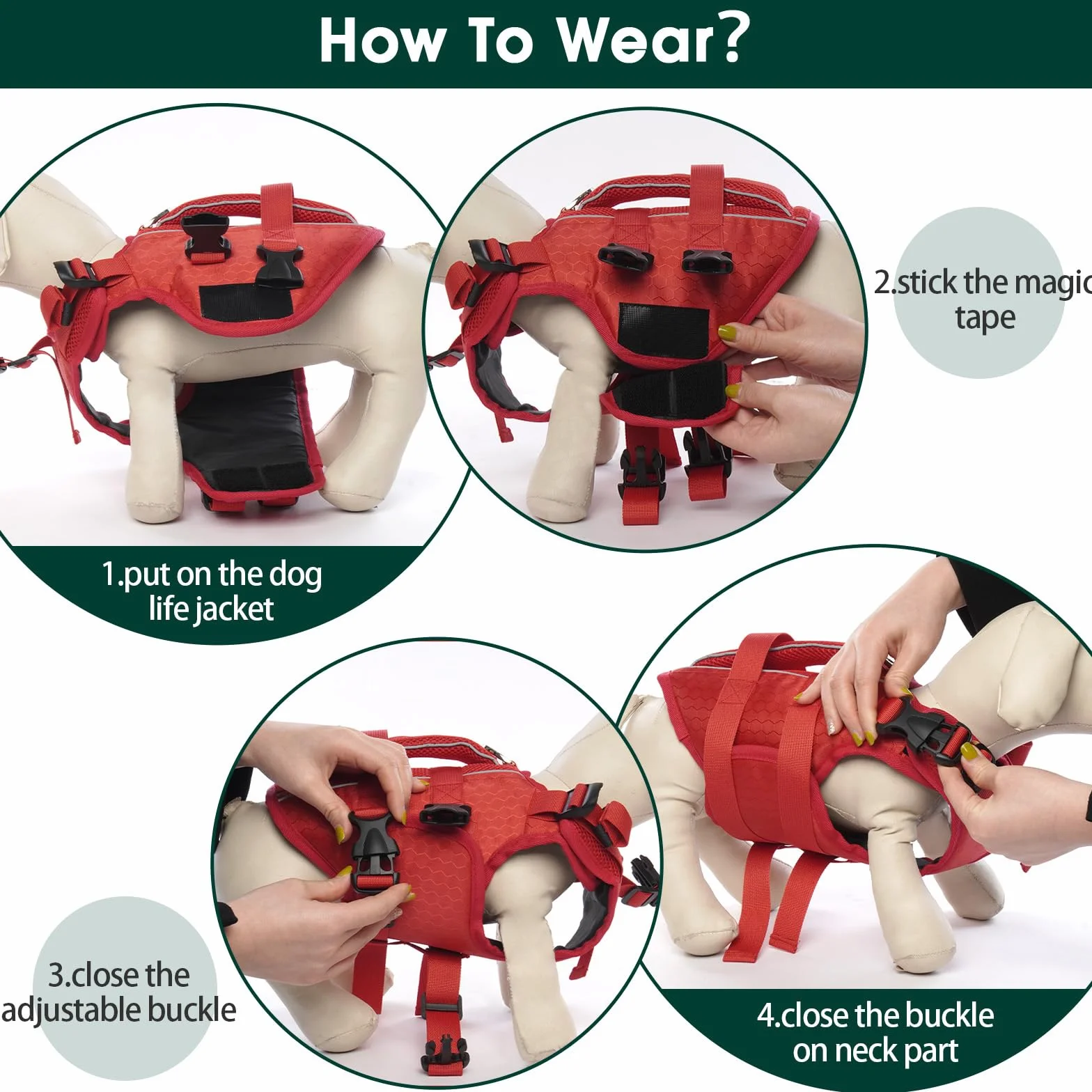 Kuoser Gilet de sauvetage pour chien réglable avec poignée de sauvetage flottabilité