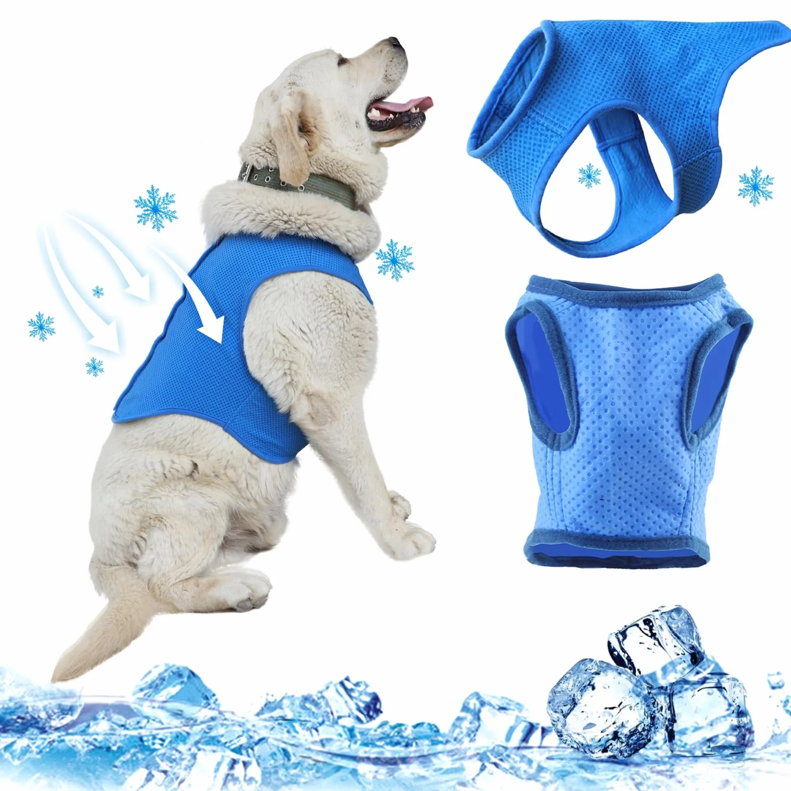 Gilet Rafraîchissant pour Chien, Veste Légère pour Animaux (M, Bleu)