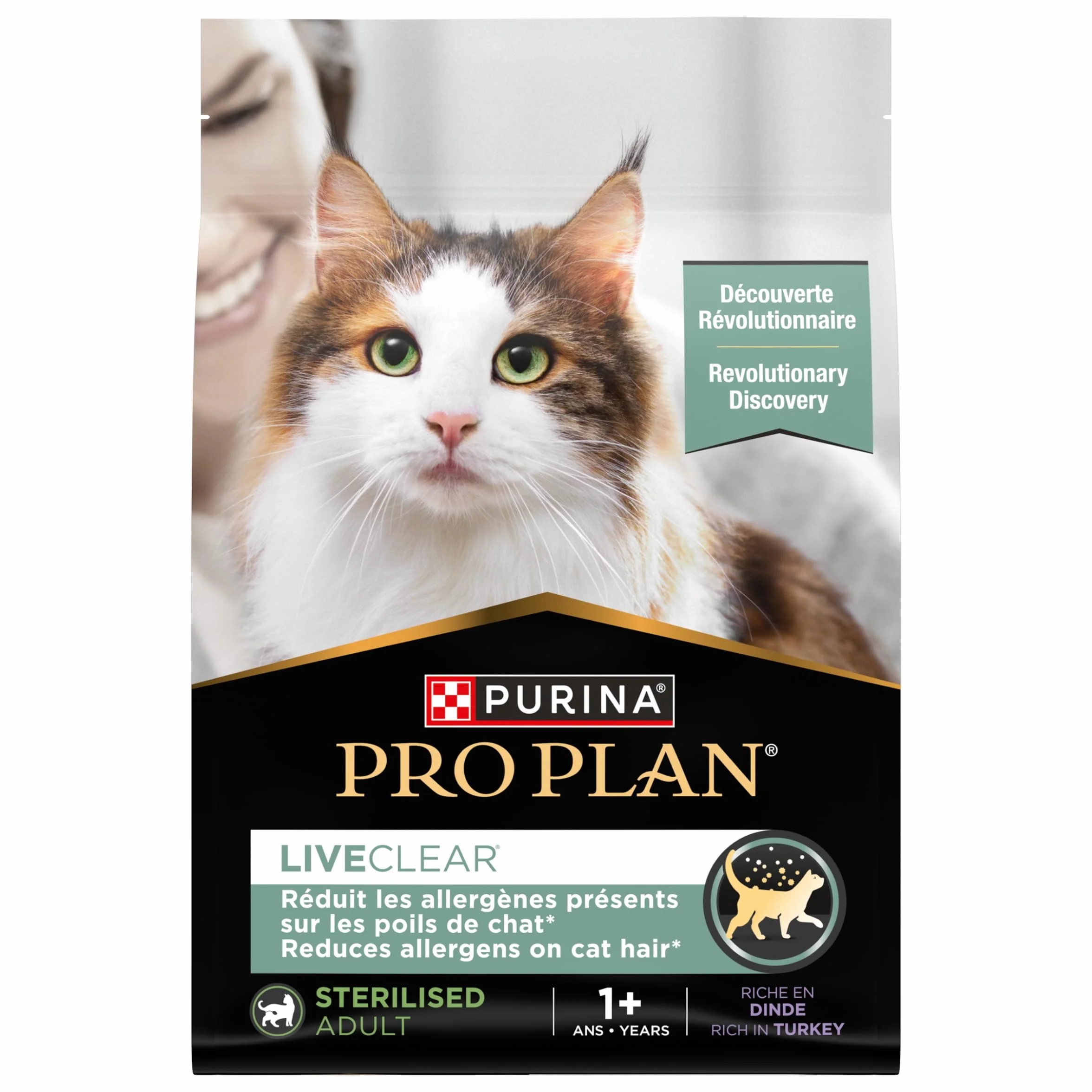 PURINA PRO PLAN Liveclear Croquettes Chat Adulte Stérilisé Réduit Allergènes Poils Dinde Sac 2,8kg