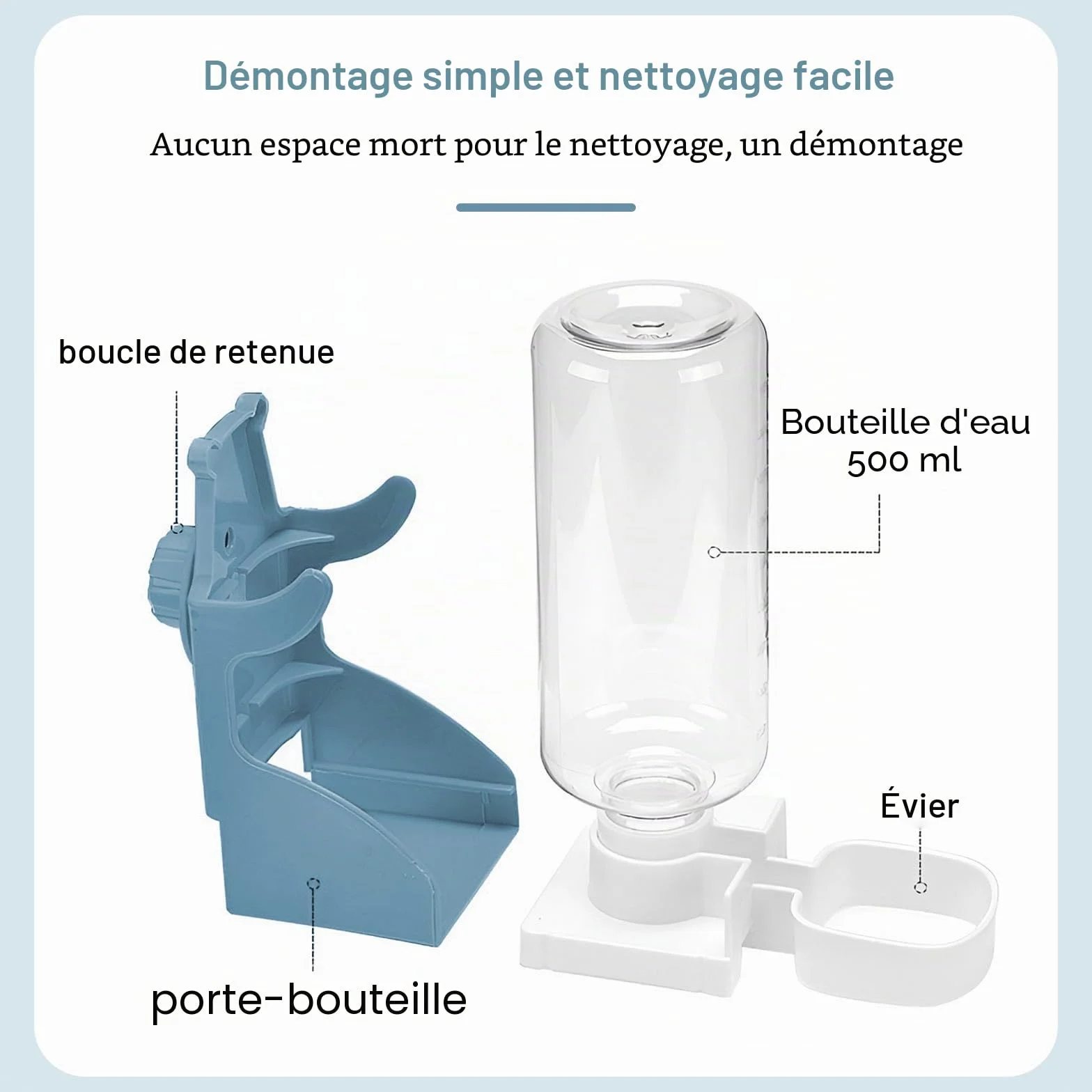 Distributeur Automatique d'Eau et de Nourriture pour Oiseaux en Cage, 500ml, pour Perroquets et Perruches
