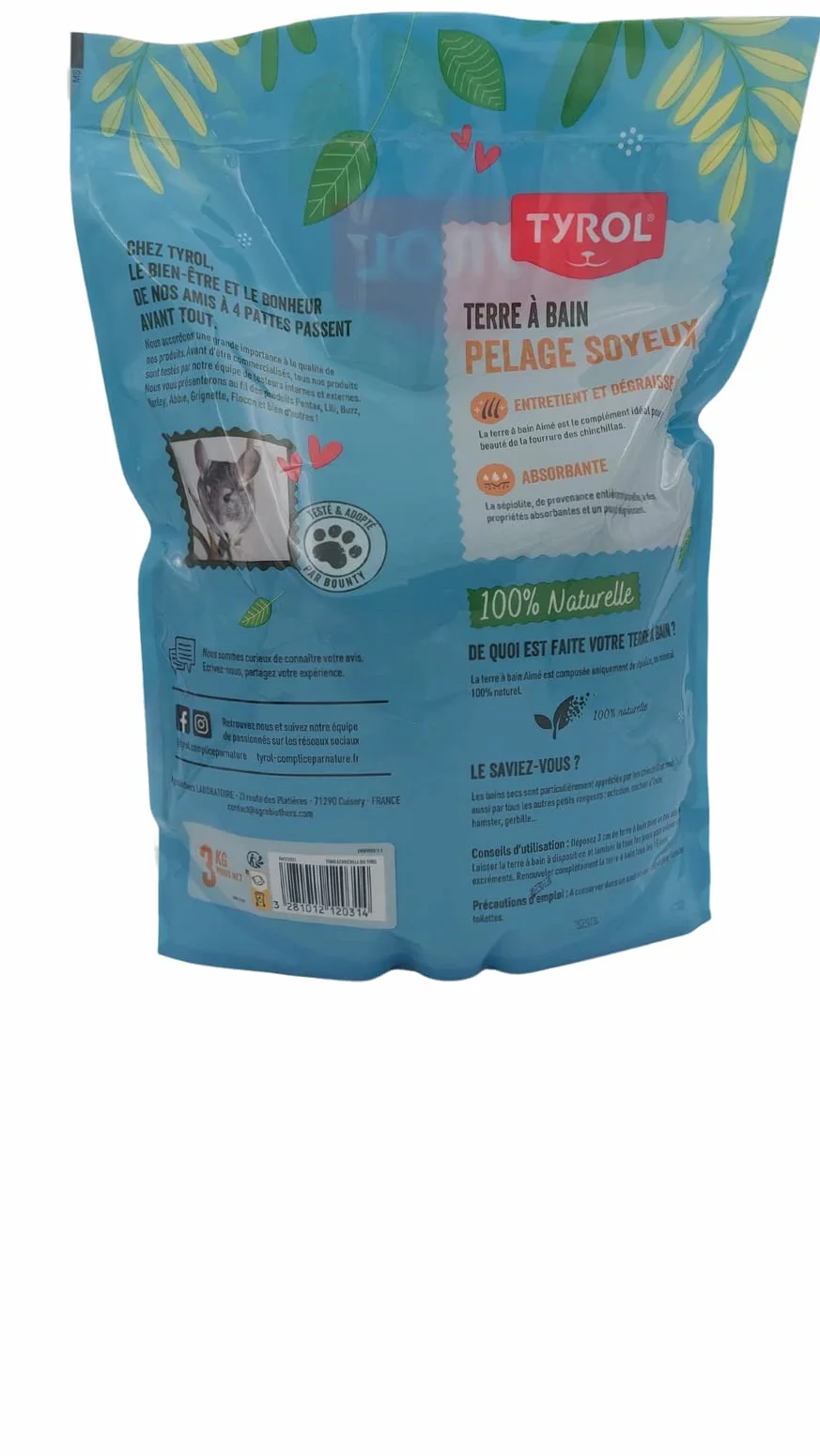Terre à Bain pour Chinchilla 3 Kg - Pelage Soyeux et Purifié