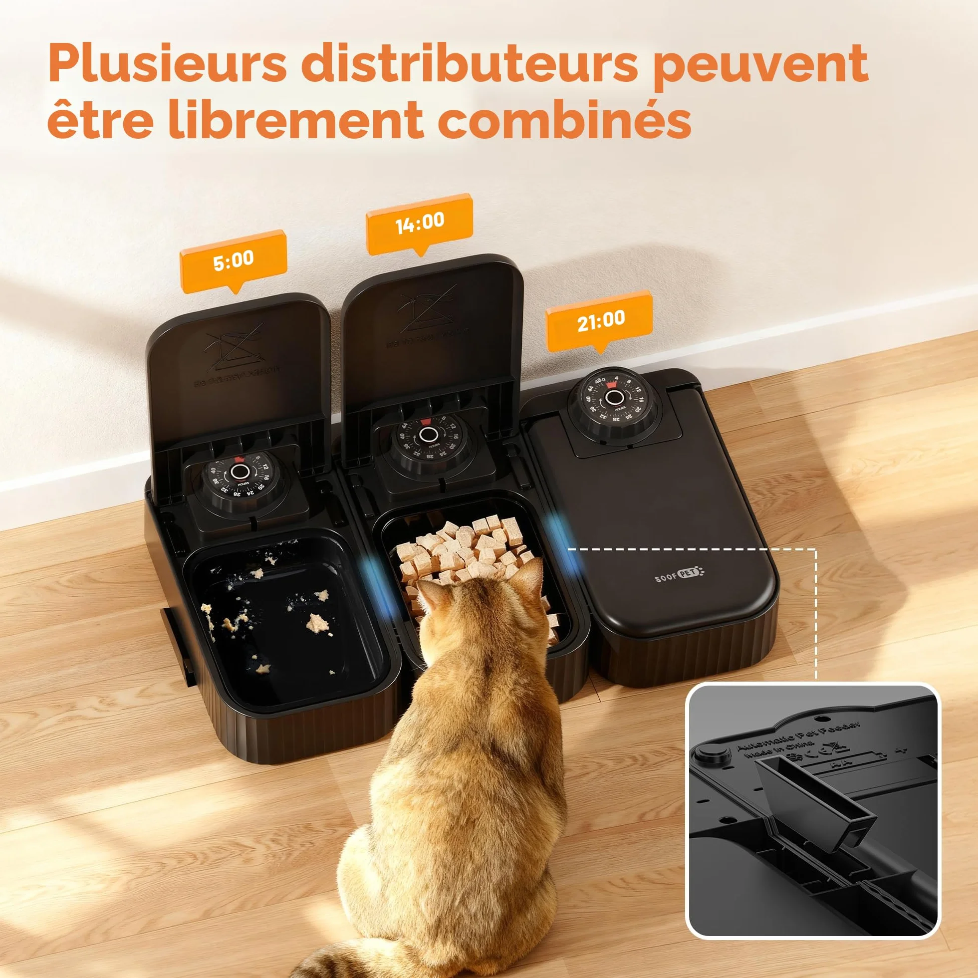 Distributeur Croquettes Chat Automatique Humide 48H Programmable sans Fil 350g par Repas Réfrigération
