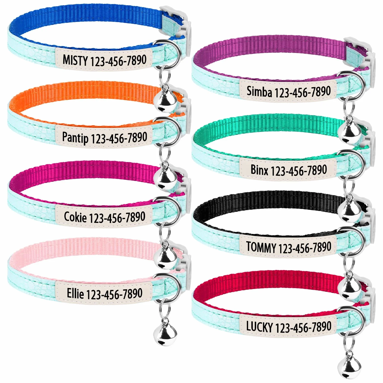 Collier phosphorescent personnalisé pour chat avec nom et numéro de téléphone, collier lumineux réglable à dégagement rapide