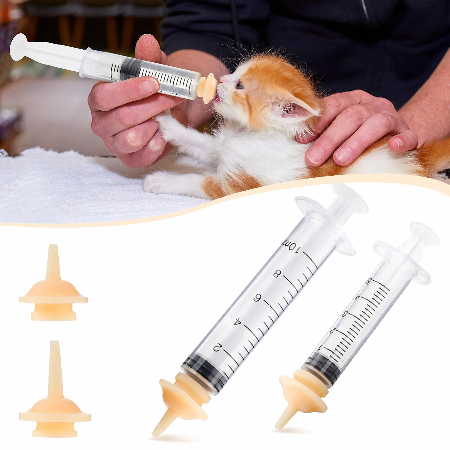 Lot de 4 Mini Seringues à Tétons Miracles Silicone pour Chatons et Chiots