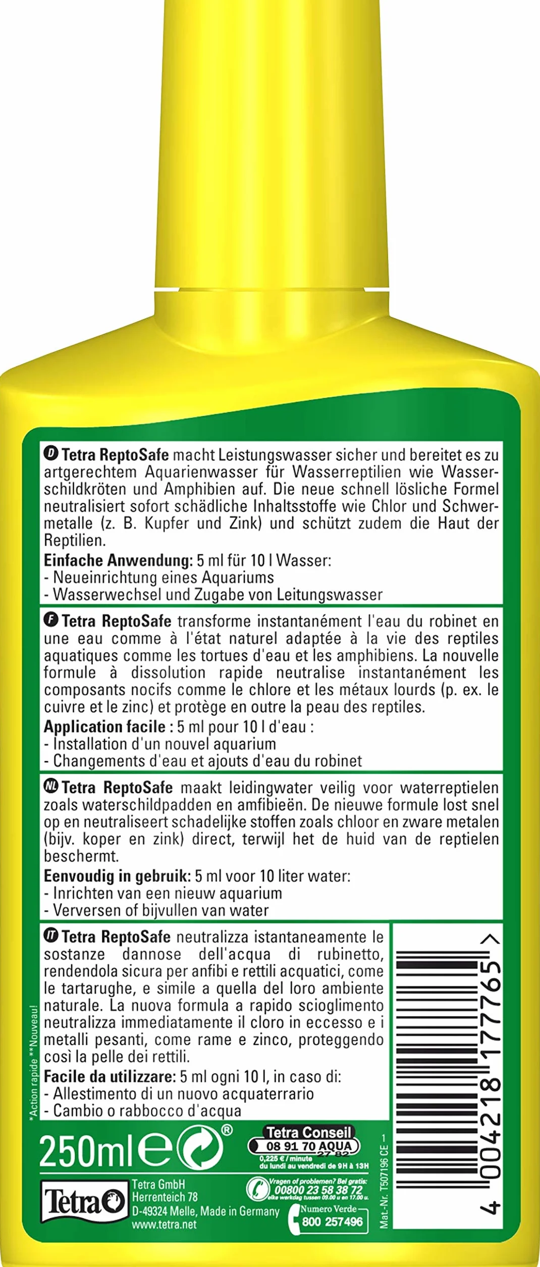 TETRA ReptoSafe Conditionneur d'Eau pour Tortue 250ml