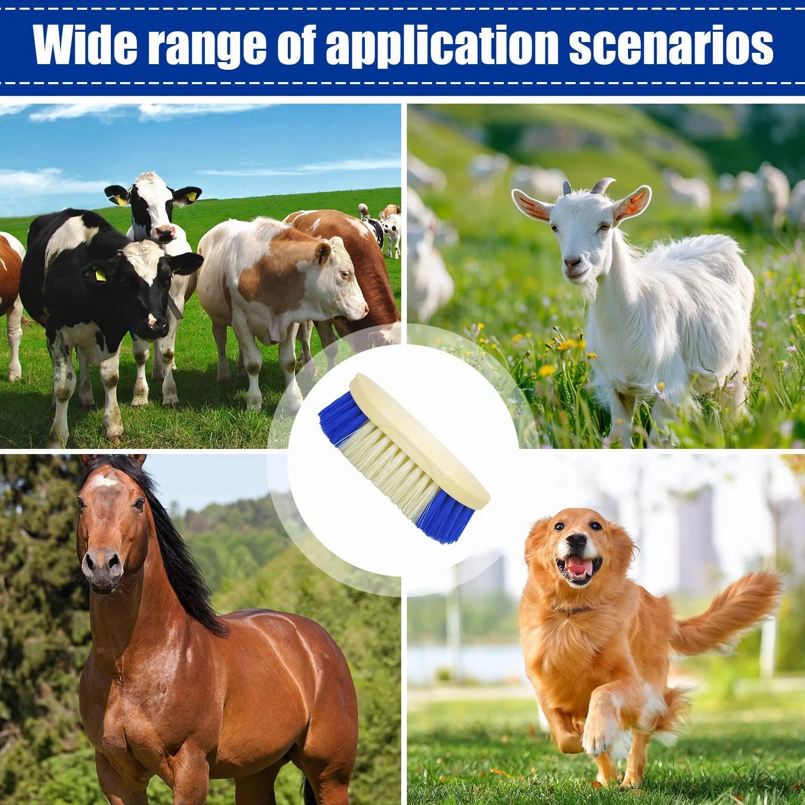 Brosse Bouchon pour Cheval - Outil de Pansage à Poils Durs pour Bétail et Équins