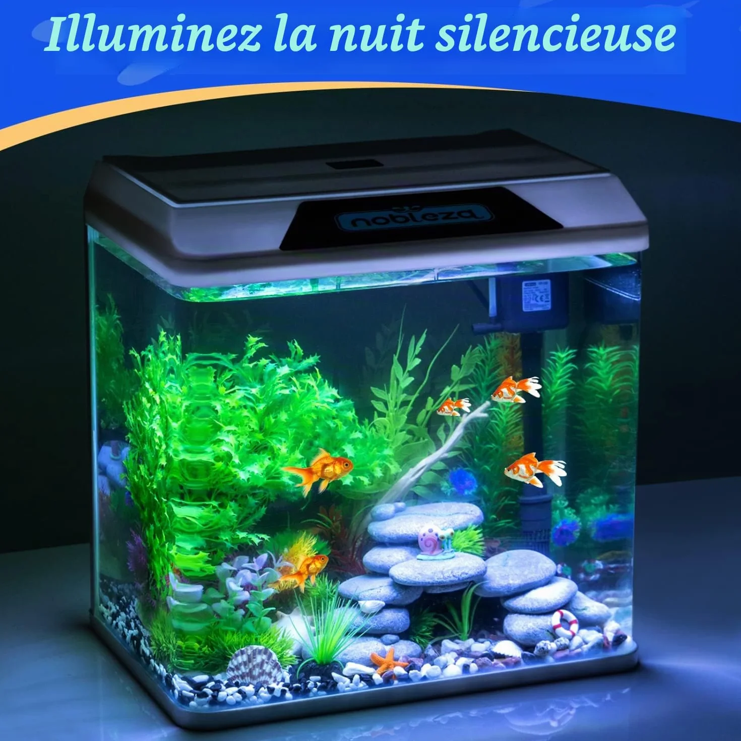 Nobleza 30L Aquarium Complet avec Filtration Intégrée LED Blanc