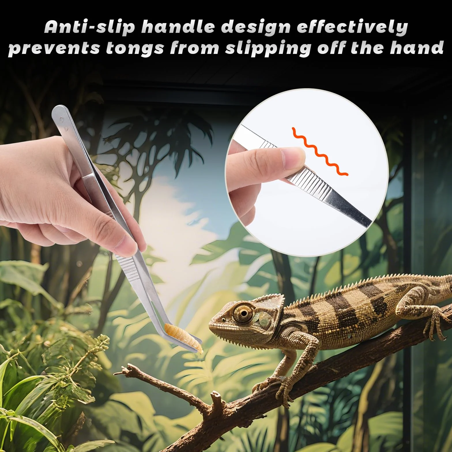 Nourriture Pince pour Reptile, 4 pièces en Acier Inoxydable Pince à Nourriture Courbée/Droite Accessoire Alimentation