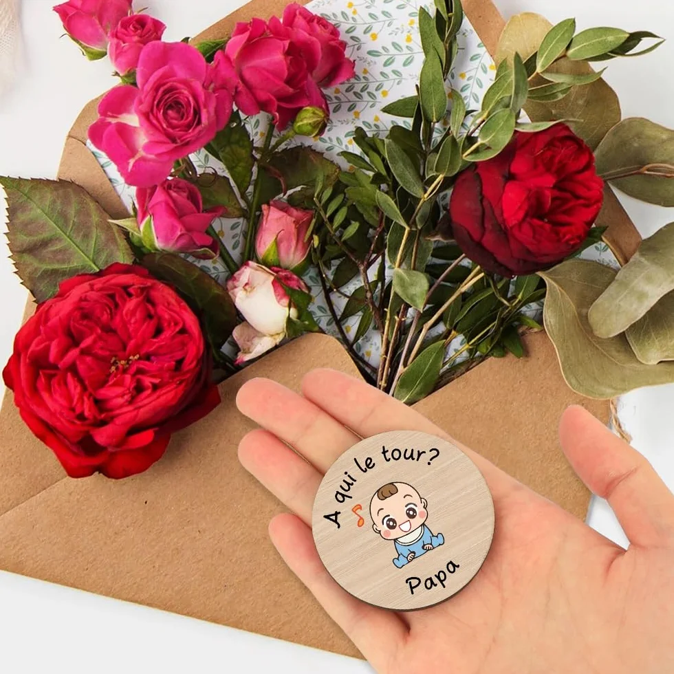 Cadeau Naissance en Bois pour Nouveaux Parents Fille Garcon