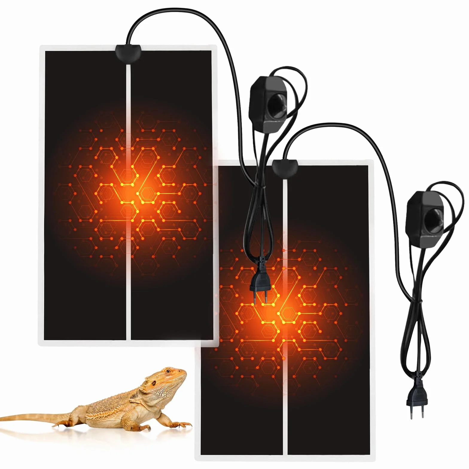 Lot de 2 tapis chauffants pour terrarium réglable température reptiles serpents lézards geckos