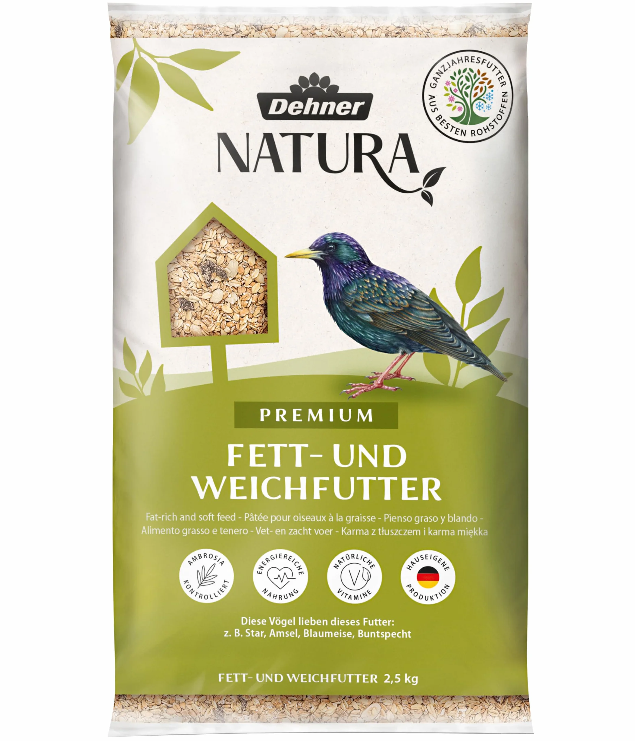 Dehner Natura Premium Nourriture pour Oiseaux Sauvages, Aliment Gras, 2,5 kg
