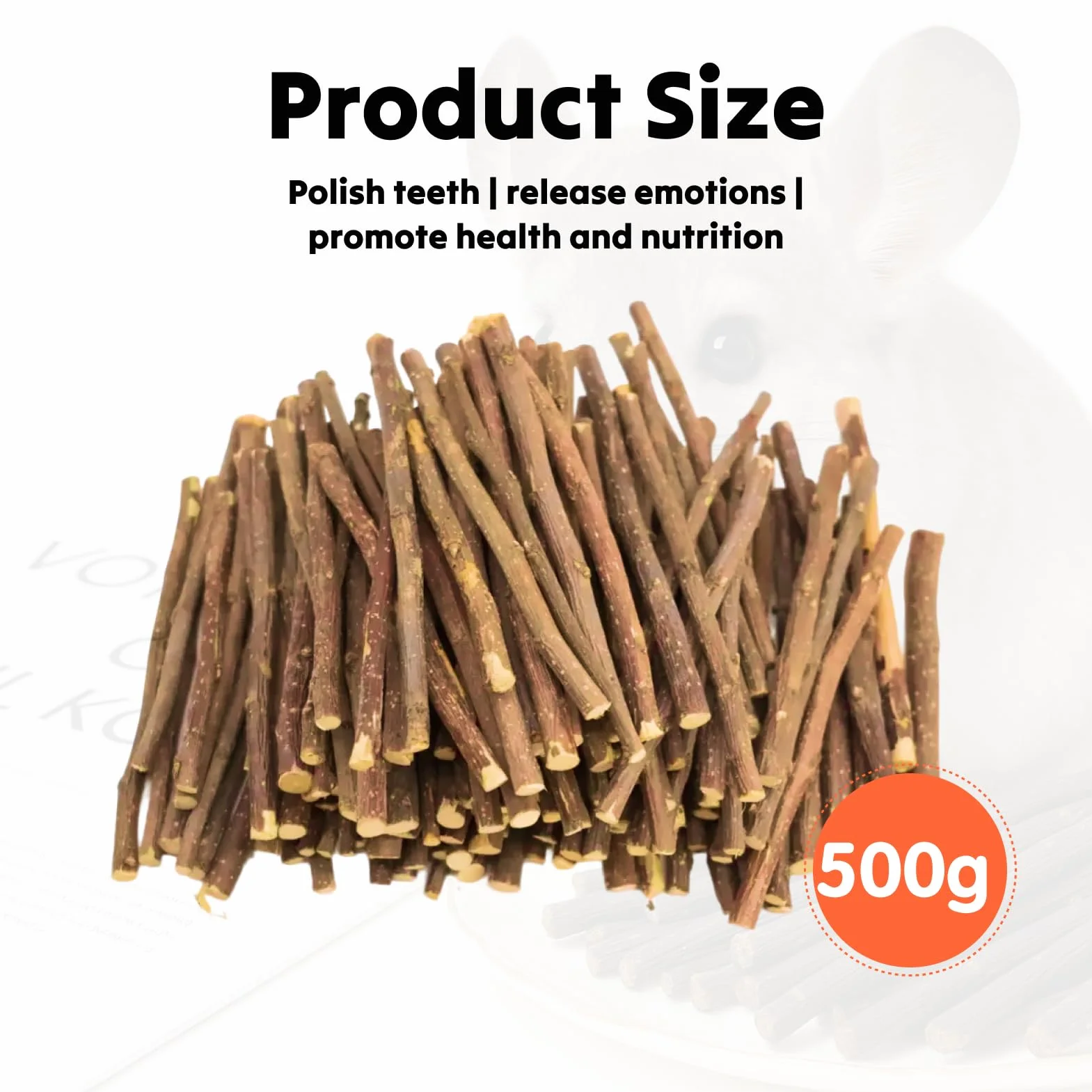 Baton de Pommier Naturelle 500g Jouet Dentition pour Lapin Hamster Cochon d'Inde Chinchilla