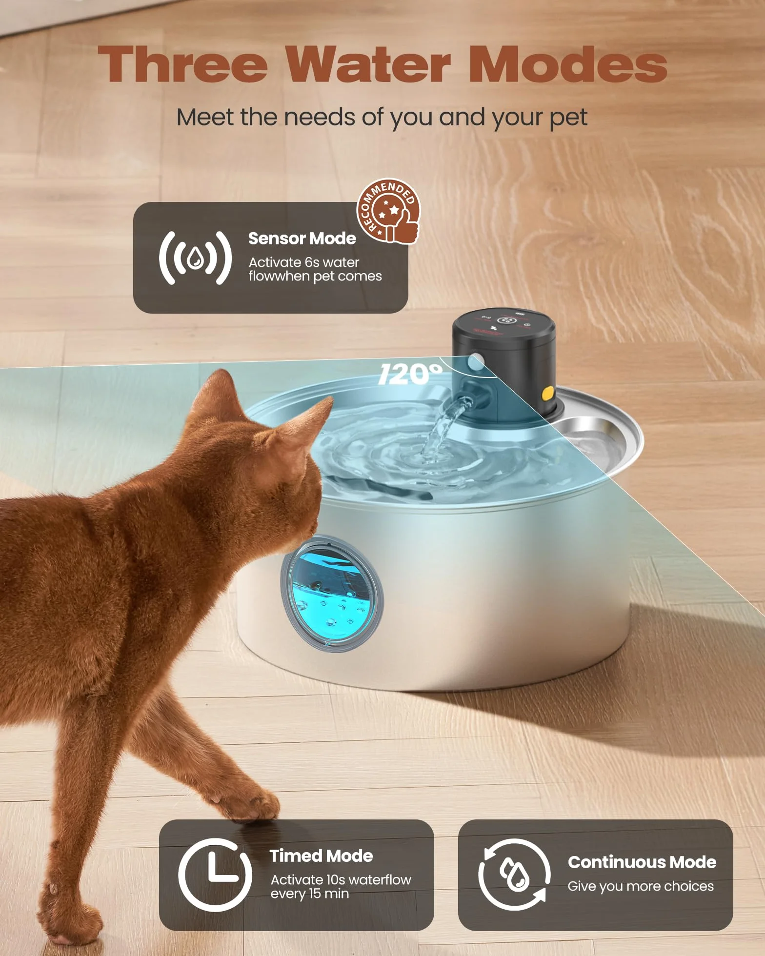 Fontaine à Eau Chat sans Fil INOX 3,2L Automatique avec Filtres