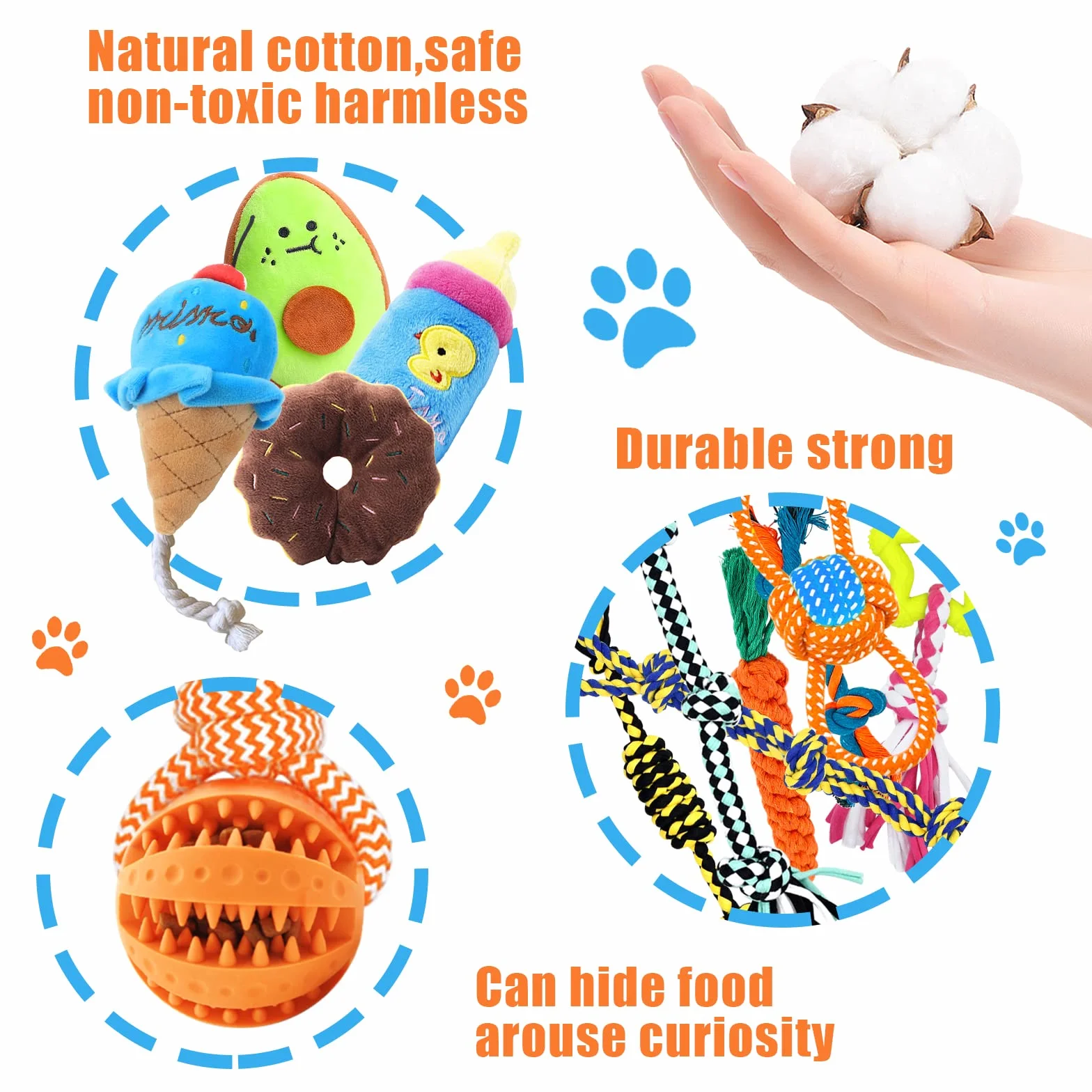 JOYBOY Jouets pour Chien 19 Pièces en Peluche et Corde en Coton Naturel