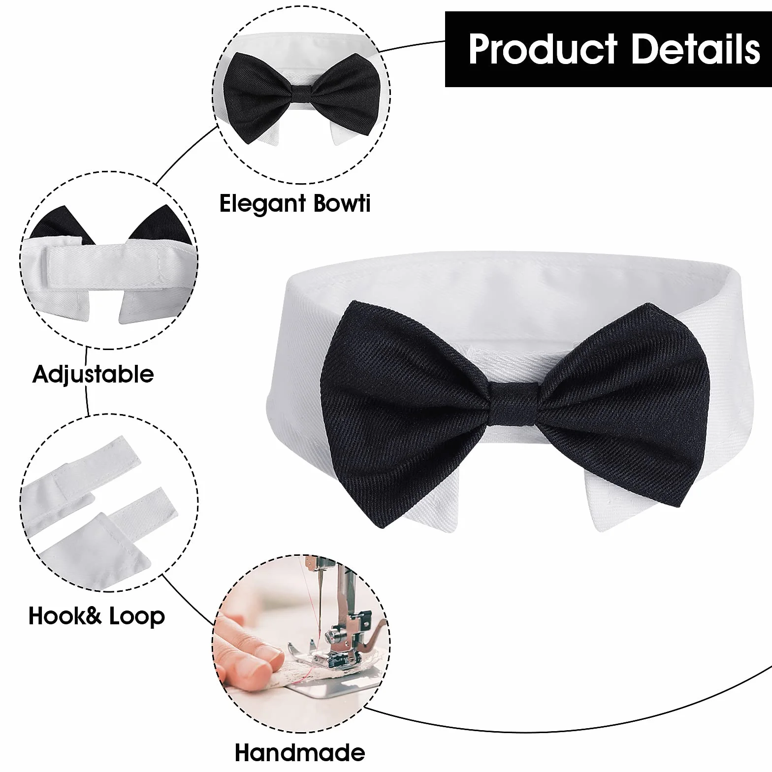 Lot de 2 colliers de smoking réglables pour chien et chat - Nœud papillon formel pour mariage
