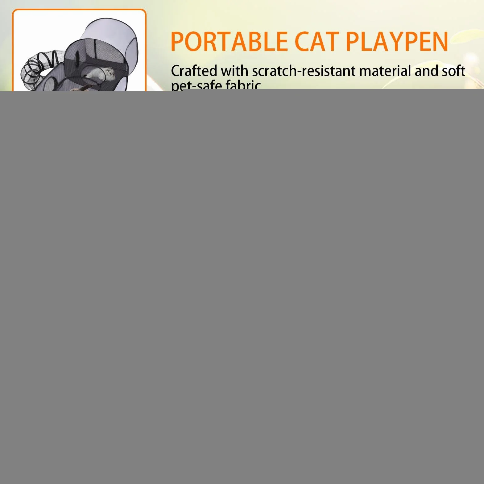 Parc d'Activités pour Chats avec Tente et Tunnel Interactif pour Chaton et Petit Animal