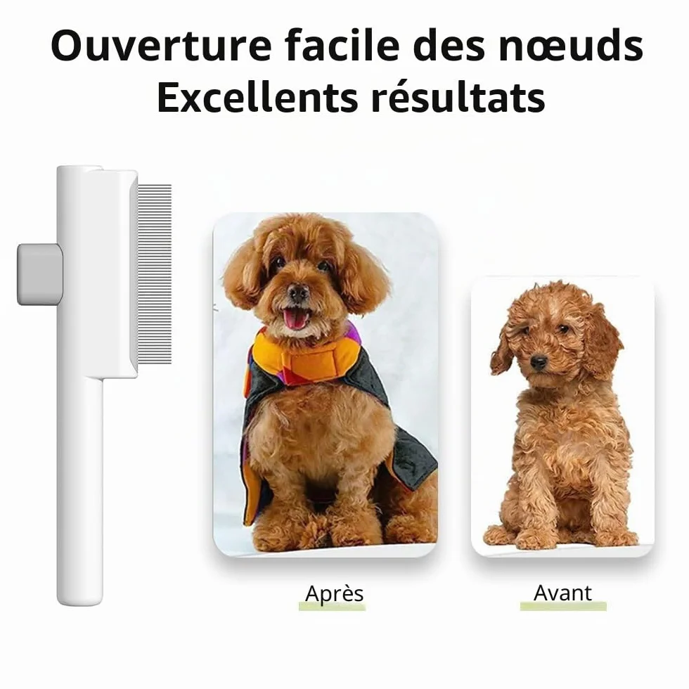 Marchul Peigne à Puces Autonettoyant pour Chat et Chien, Brosse de Toilettage Poil Court et Poil Long, Blanc