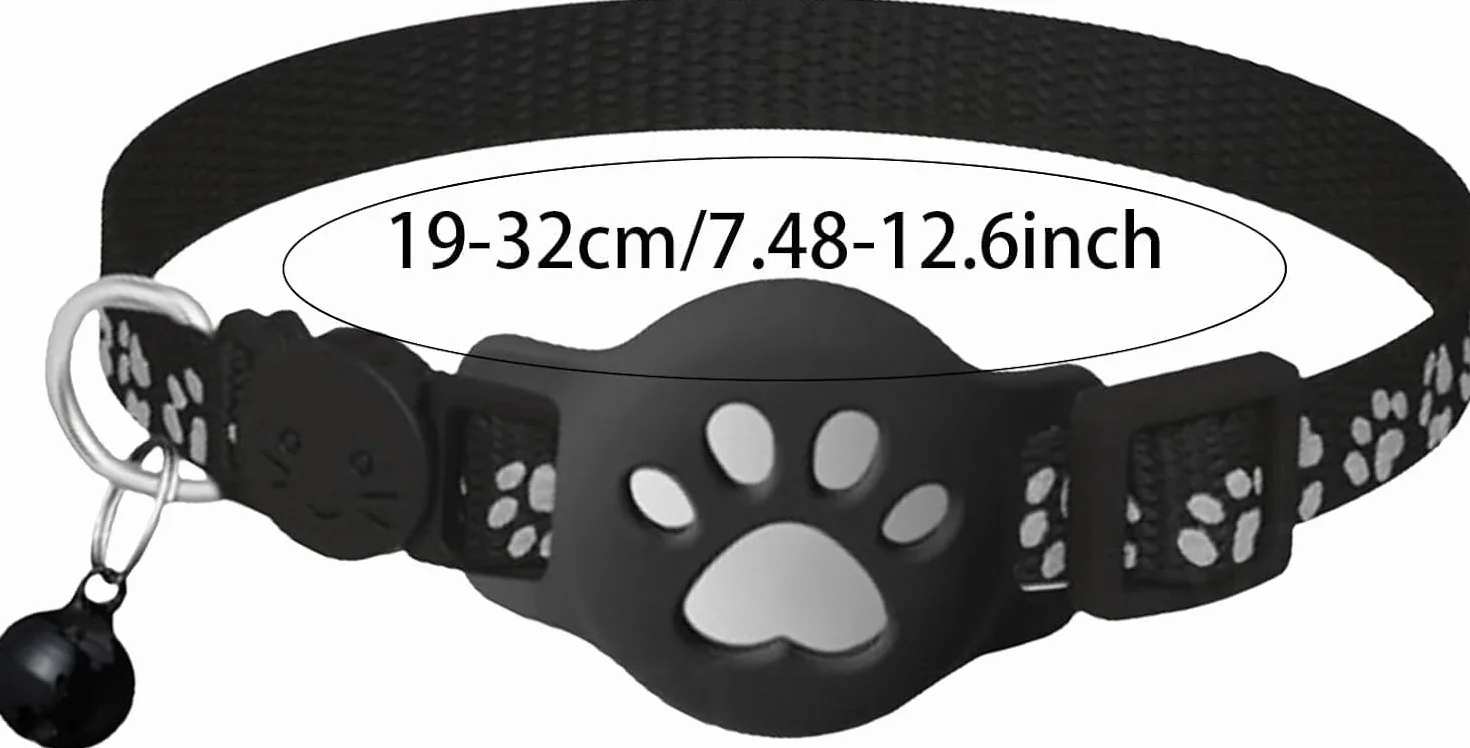 Collier GPS Chat sans Abonnement Traceur Animaux Localisation Temps Réel Étanche Léger Ajustable 19-32 cm Noir