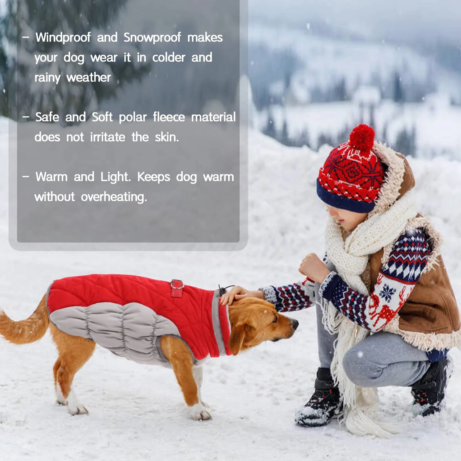 Kuoser Manteau d'hiver Imperméable pour Chien avec Col en Fourrure Gilet Réfléchissant