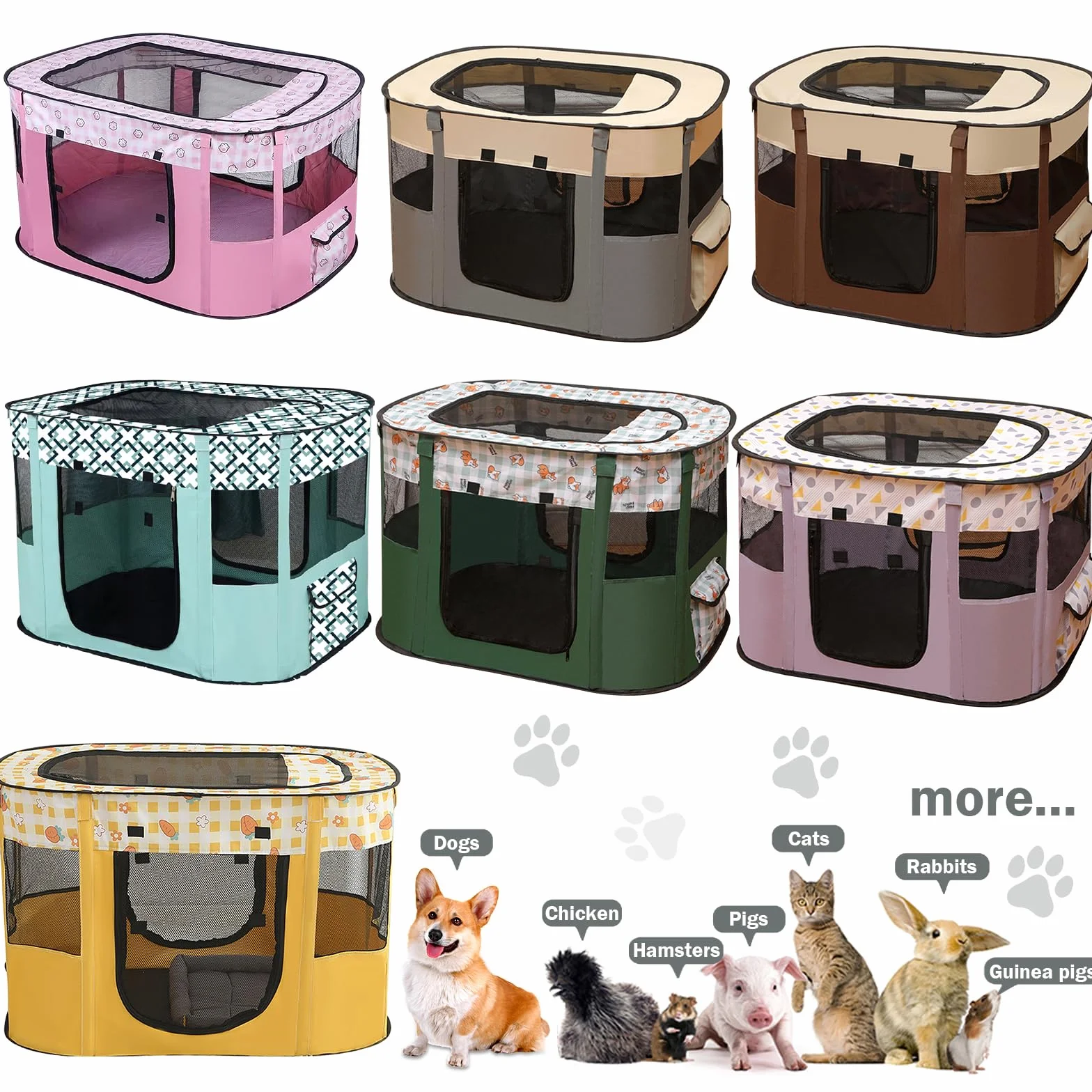 Enclos pliable pour chiots et animaux de compagnie, tente rectangulaire portable, gris