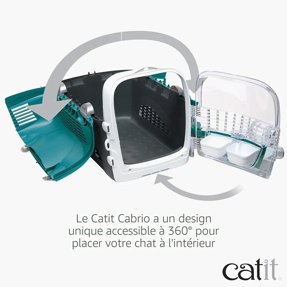 Catit Cage de Transport Cabrio pour Chat Turquoise