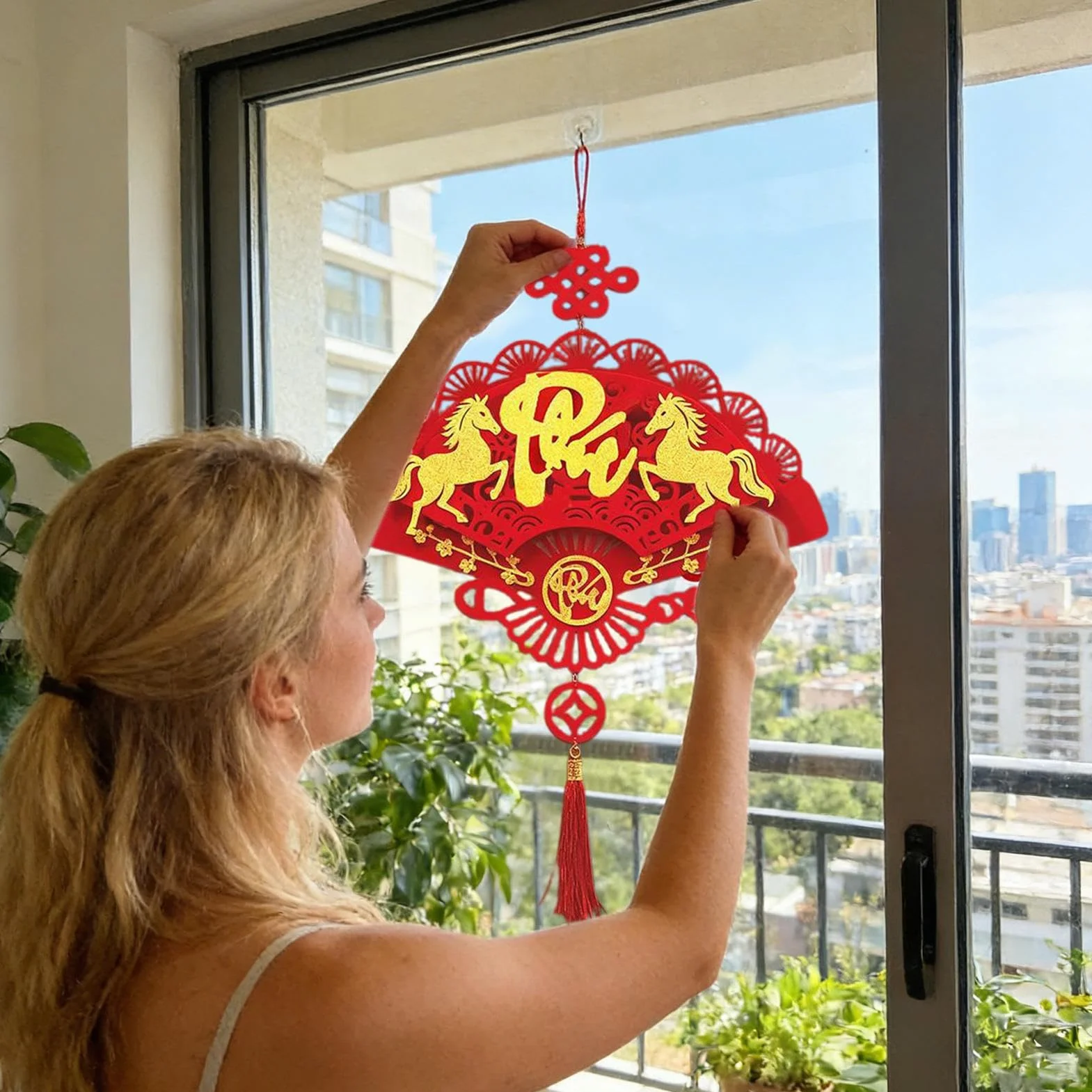 Pendentif année du Cheval 2026 - Signe du Zodiaque Chinois - Ornement Festif