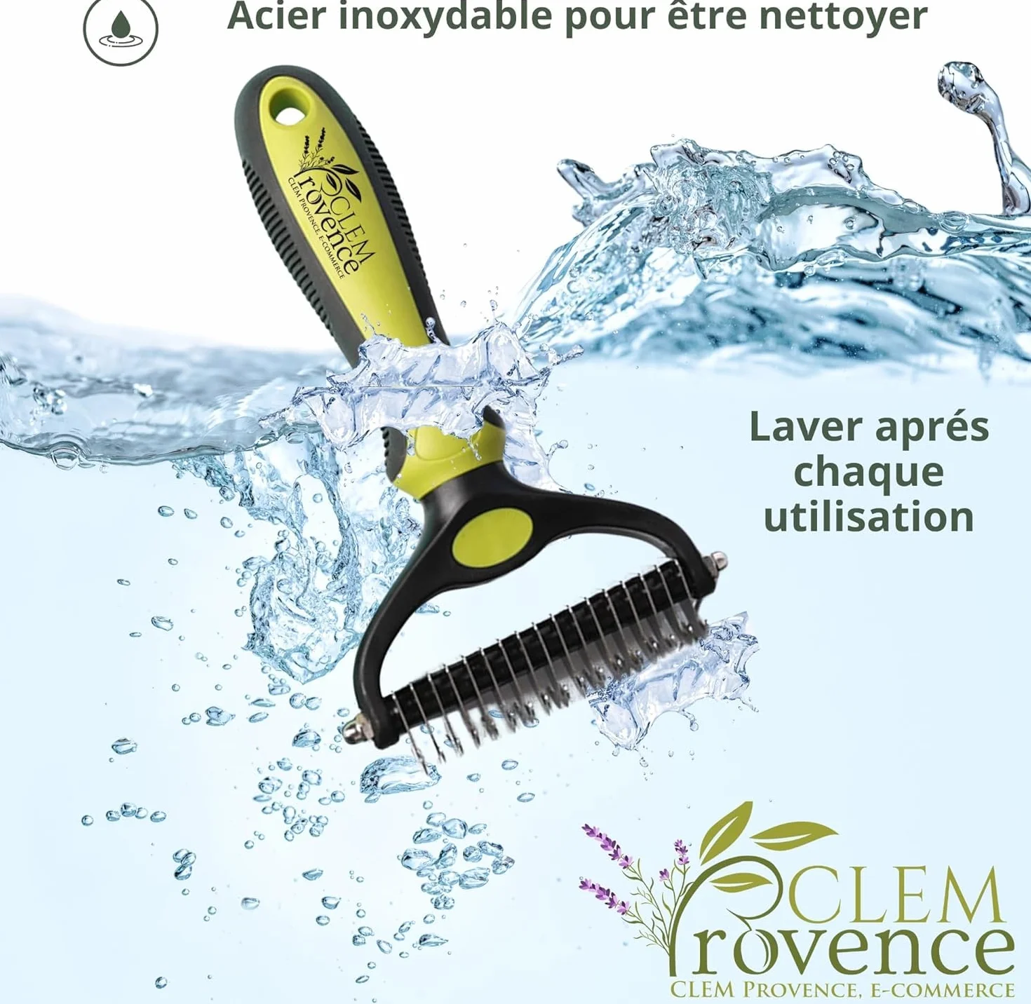 Brosse Démêlante Double Lame pour Chien et Chat Poil Long - Professionnelle pour Enlever Sous Poils et Nœuds