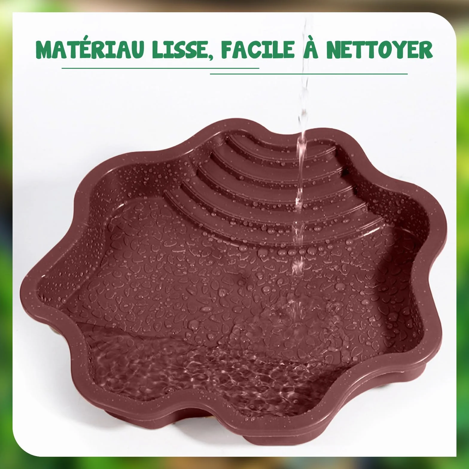 MagiDeal Bol de Bain d'eau pour Tortue, Piscine pour Reptiles avec Rampe, Rouge Brunâtre