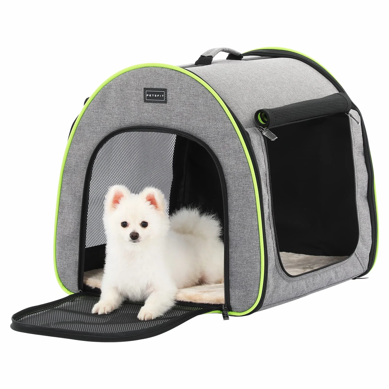 Petsfit Cage de Transport pour Animaux, Caisse de Transport pour Chien Pliable Cage Transport Chien Sac pour Chien avec Coussin en Peluche