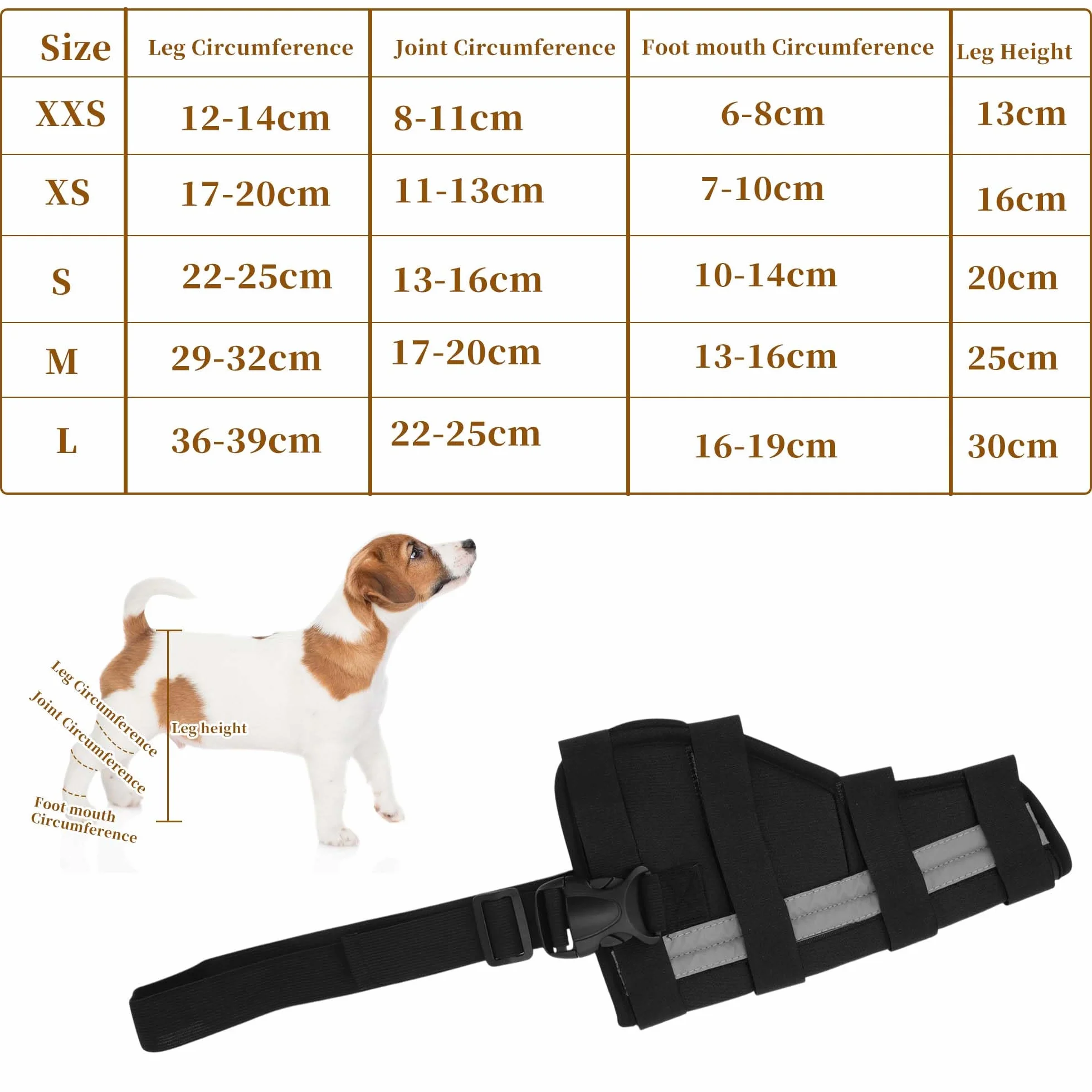 Genouillères Chien Support Jambe Arrière Droit, Bandage Respirante Articulaire, S, Noir
