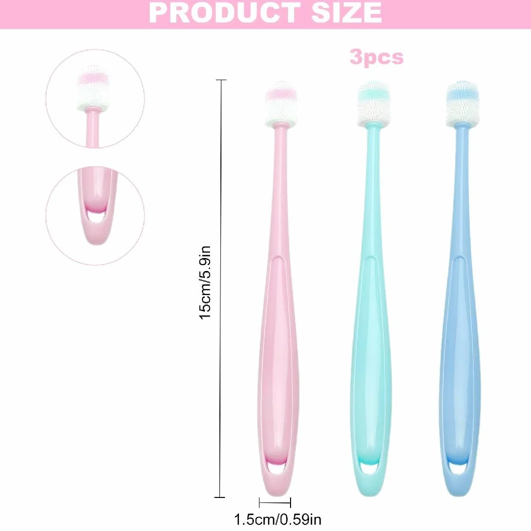 Lot de 3 Brosses à Dents pour Chat en Silicone Souple 360° Rose Bleu Vert