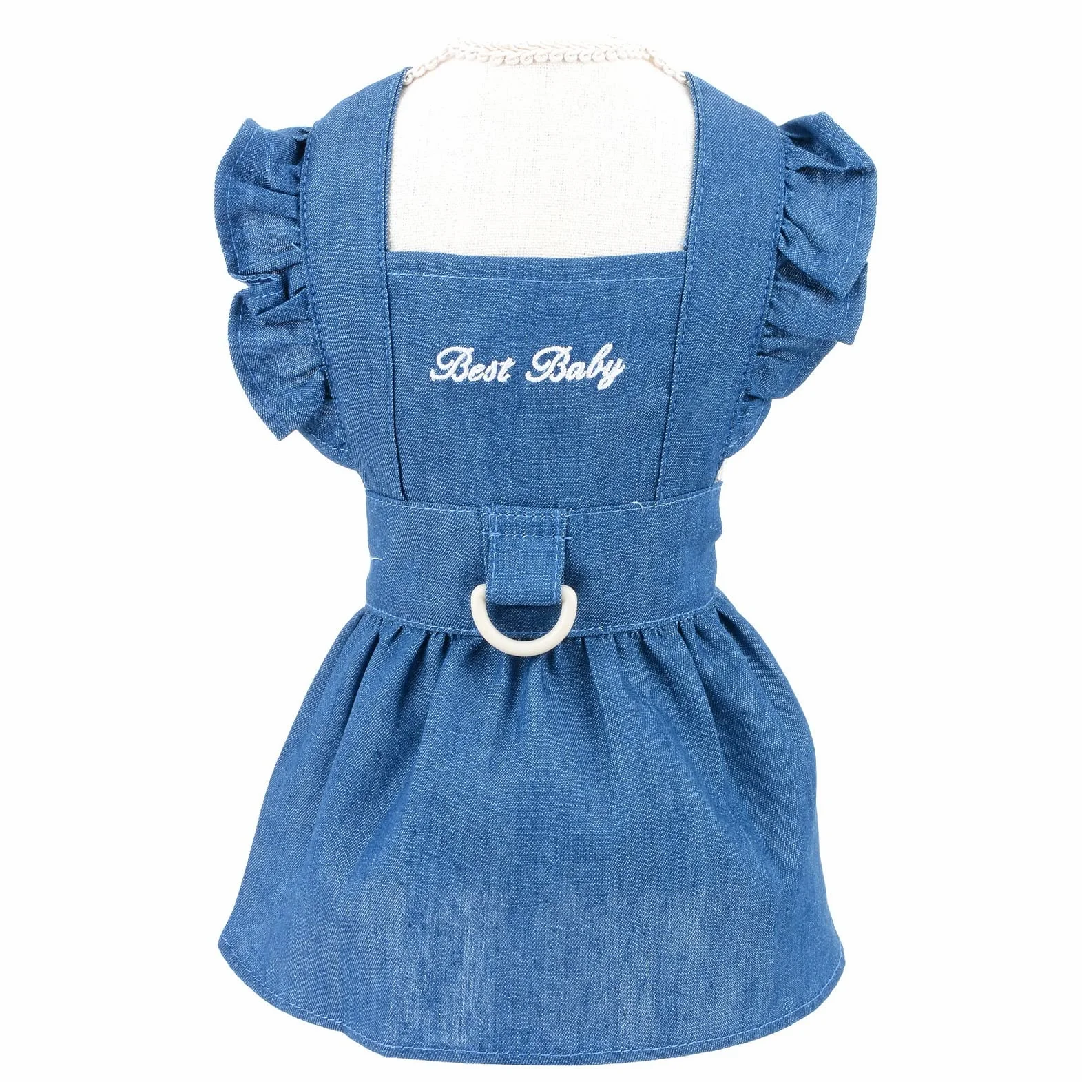 Robe Harnais en Jean pour Chien Bleu Foncé Taille L avec Anneau en D