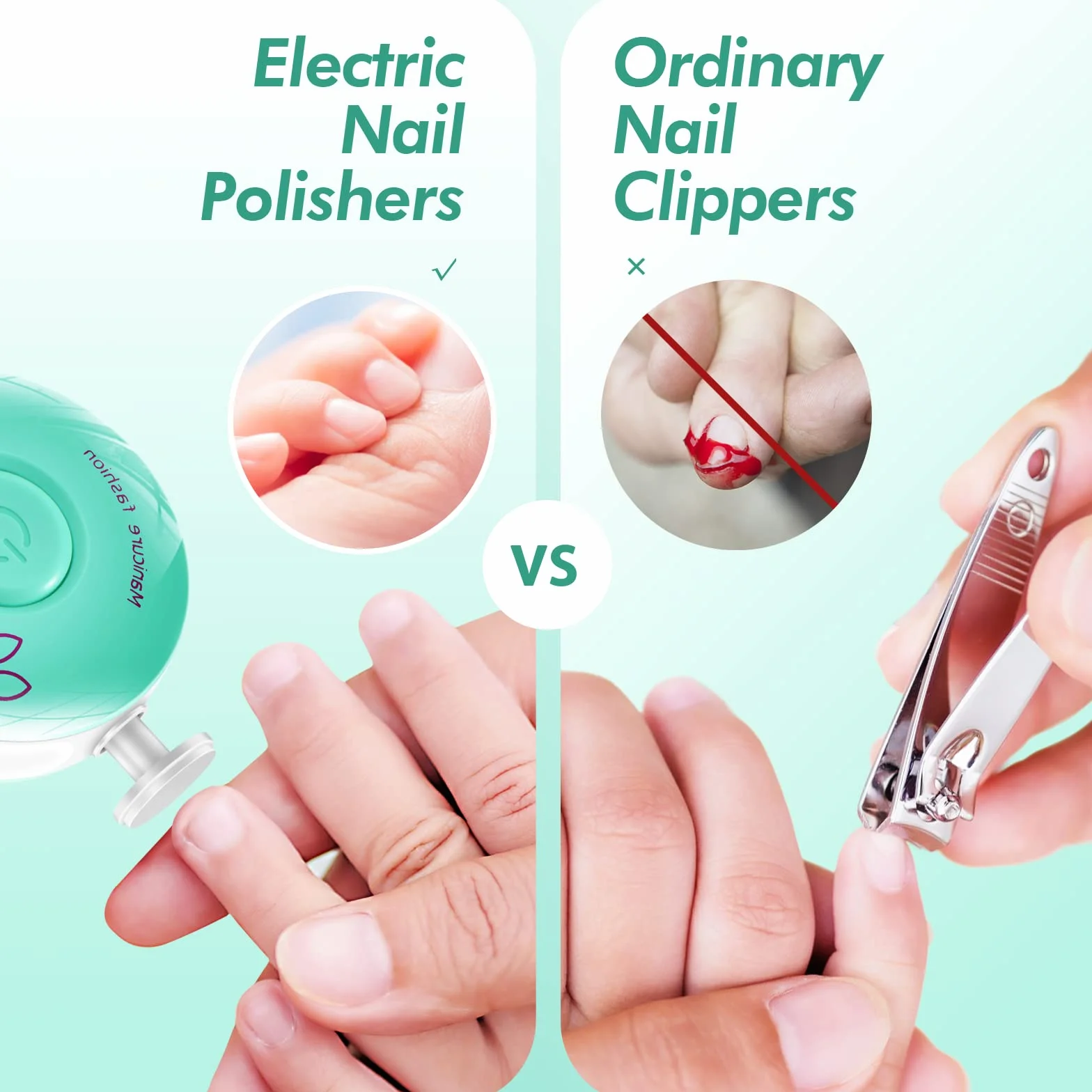 Brencco Lime à ongles électrique bébé six têtes broyage interchangeables faible bruit