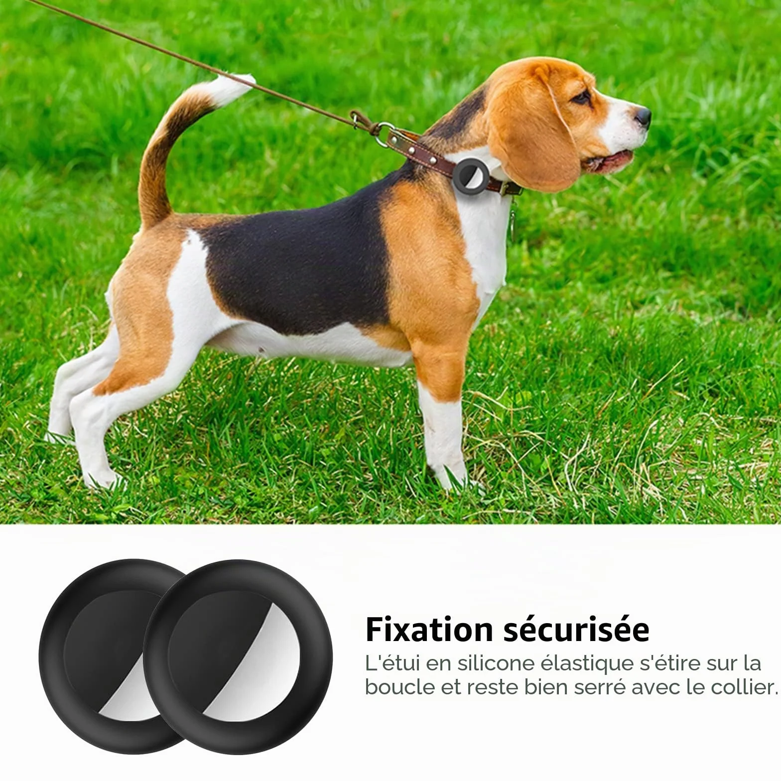 Lot de 2 Colliers de Protection étanches pour Chat Compatible avec Apple Airtag - Noir