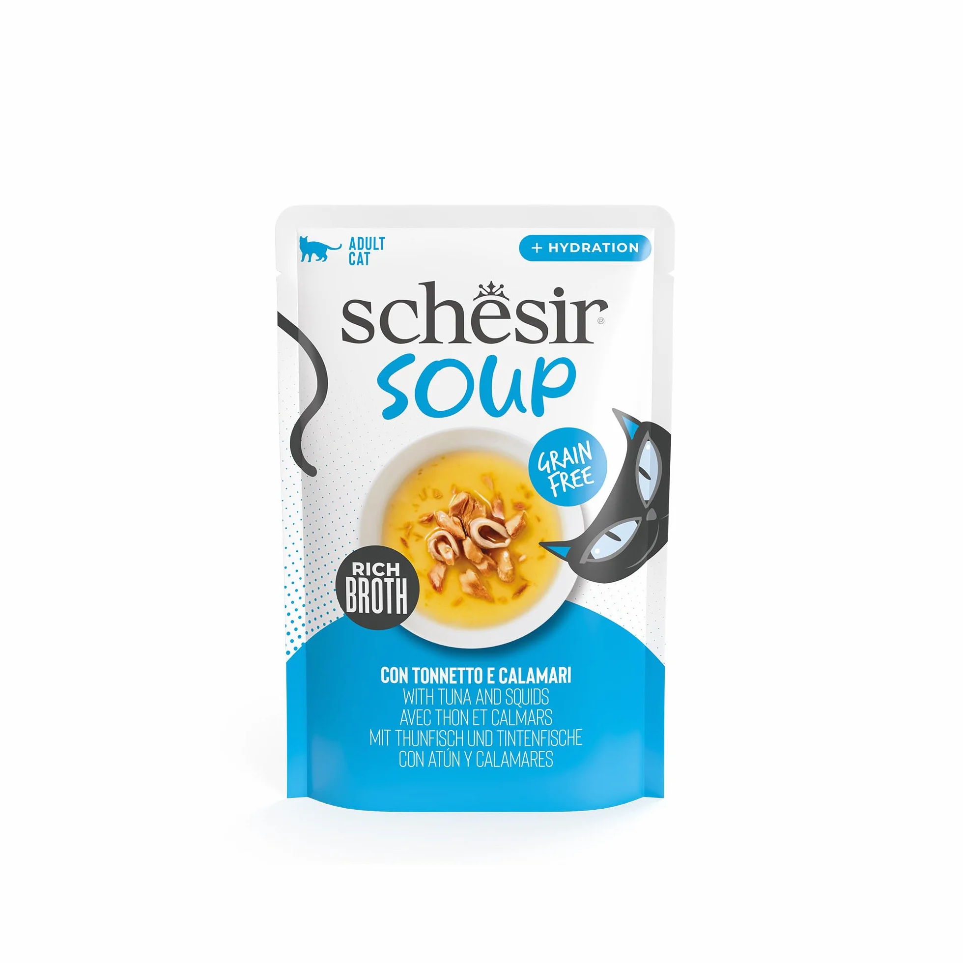 Schesir Filets de Thon et calmar Nourriture Humide pour Chats 12 sachets 40 g