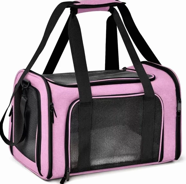 Sac de Transport pour Chat et Chien Pliable Respirant 45x28x28cm 13kg Gris