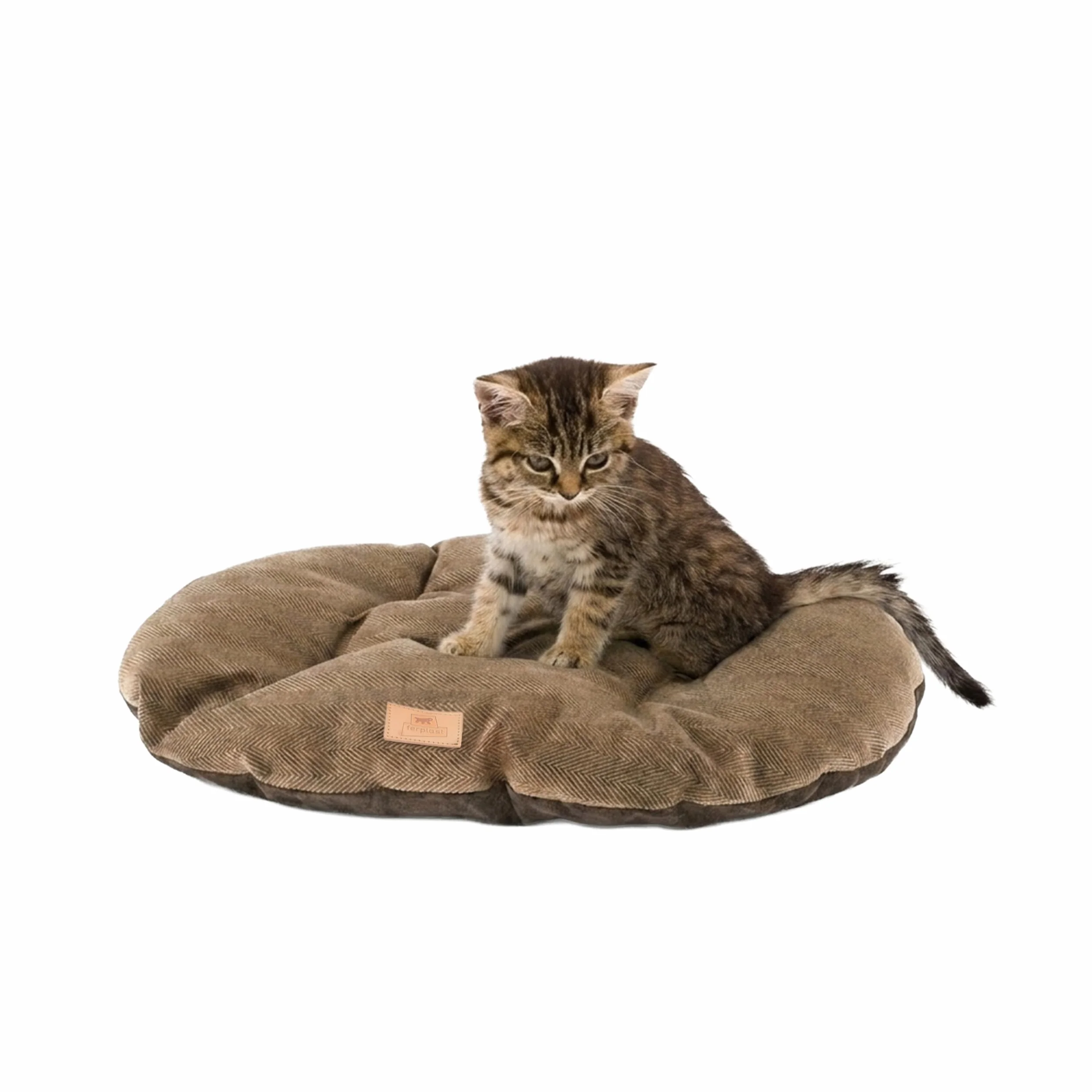 Coussin STUART 45/2 double-face tweed velours lavable Marron