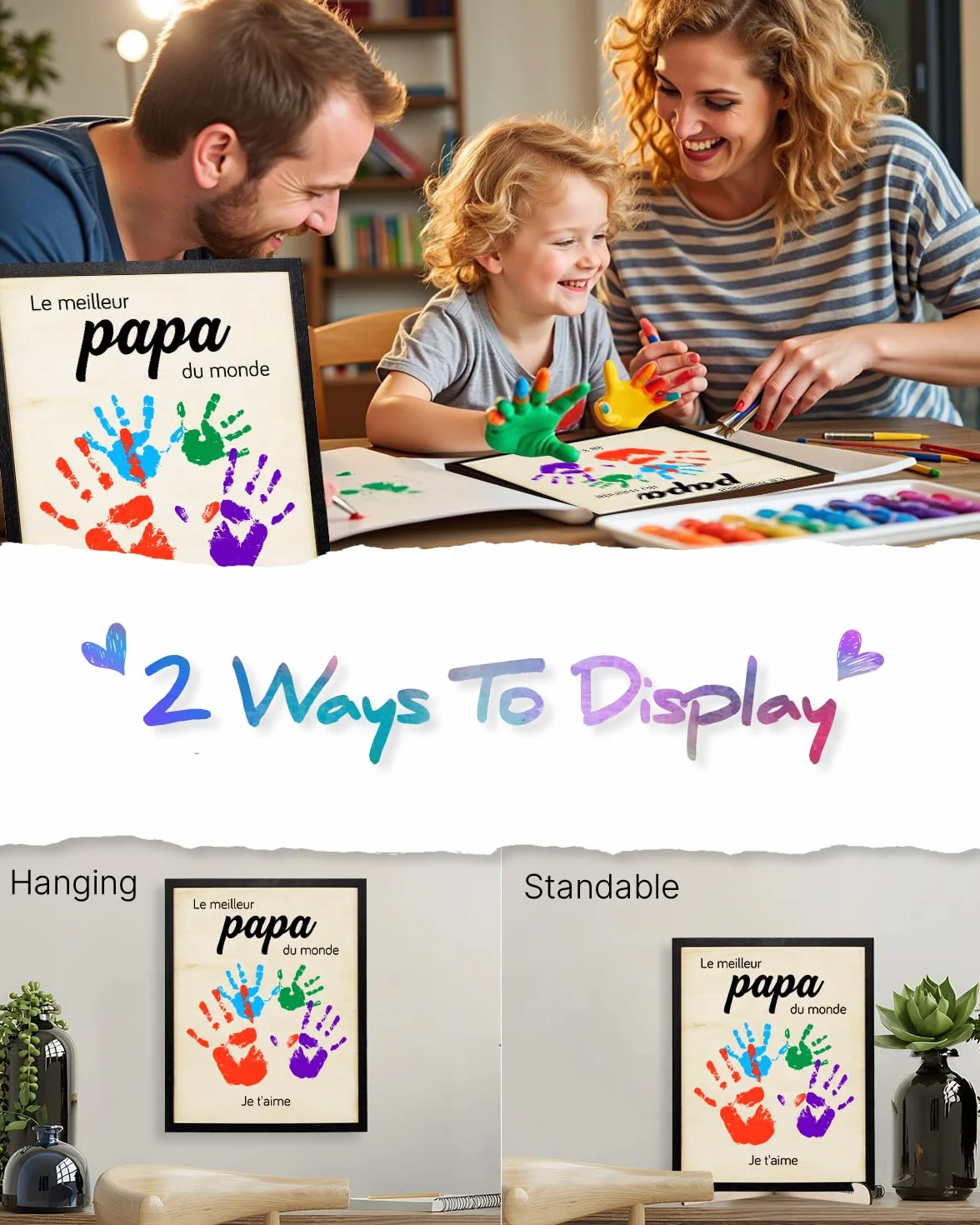 DIY Empreinte Mains Familiales Cadeau Fete des Peres Papa Anniversaire Noel