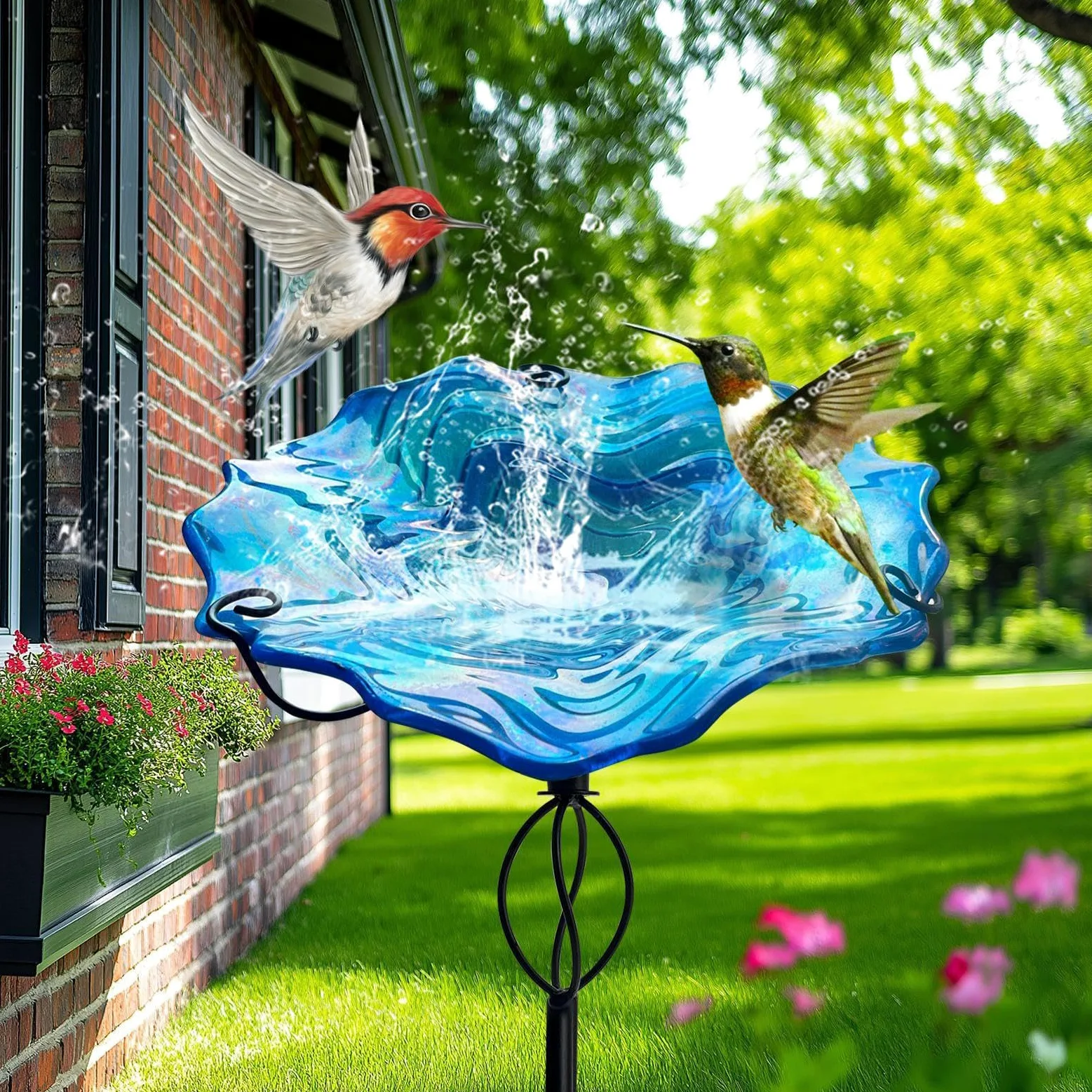 Bain d'oiseaux Extérieur avec Support Vintage 81 cm pour Jardin | Distributeur d'Eau pour Oiseaux Pour Volière, Pinsons, Perroquets Moines, Maison, Jardin, Arrière-Cour, Cour,