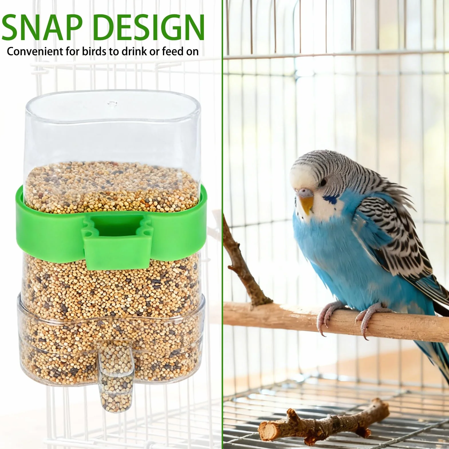 Distributeur Automatique d'eau pour Oiseaux 4 Pièces Transparent Mangeoire Oiseaux Cage