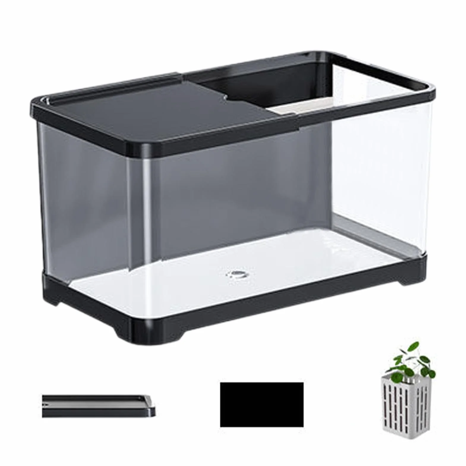 Kit de Démarrage pour Petit Aquarium Décoratif - Réservoir Créatif pour Poissons Rouges, Guppy, Crevettes avec Panier