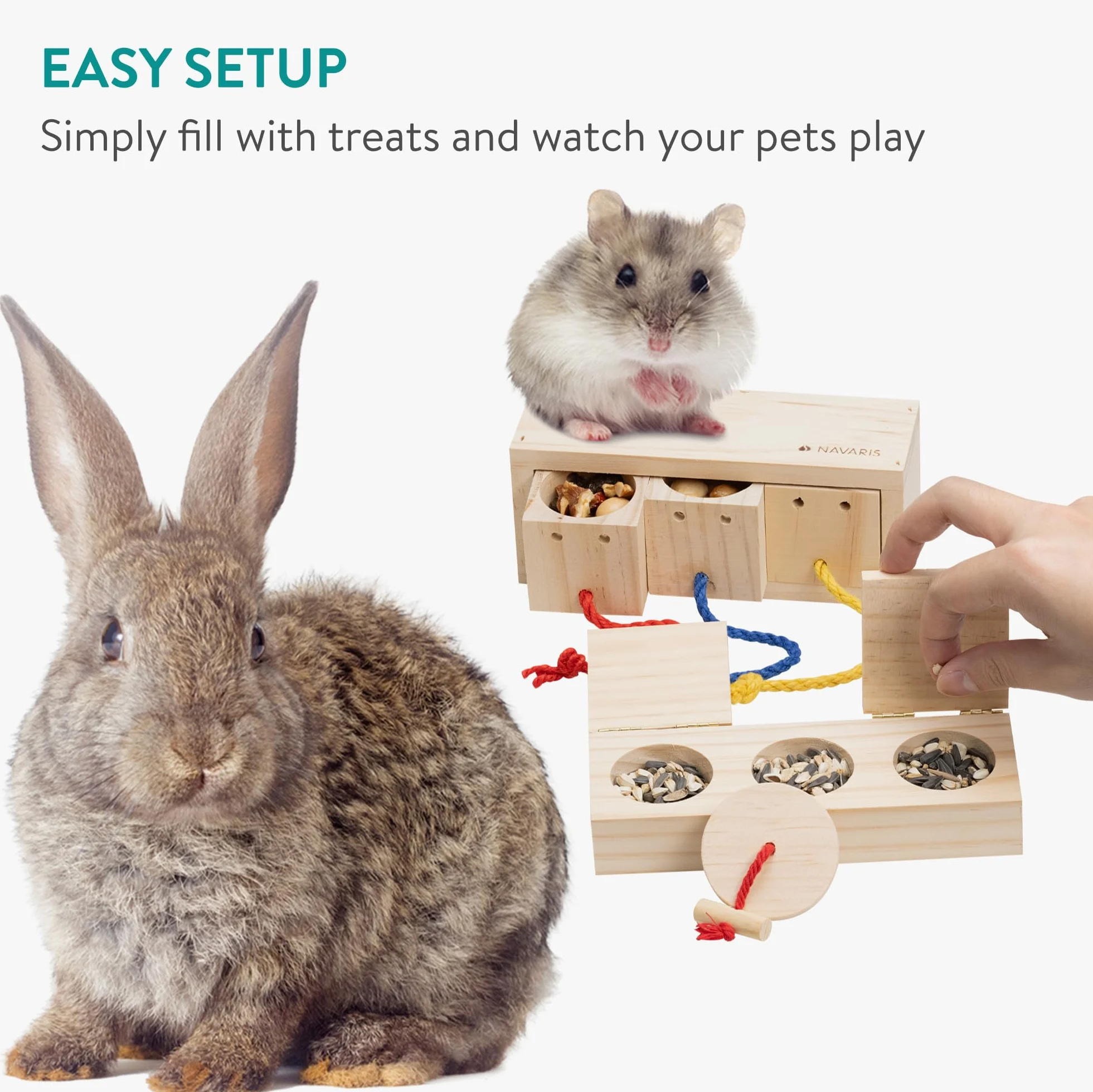 Navaris Distributeur de Friandises pour Hamster - Jouet Interactif pour Lapin Nain Cochon d'Inde Rongeur