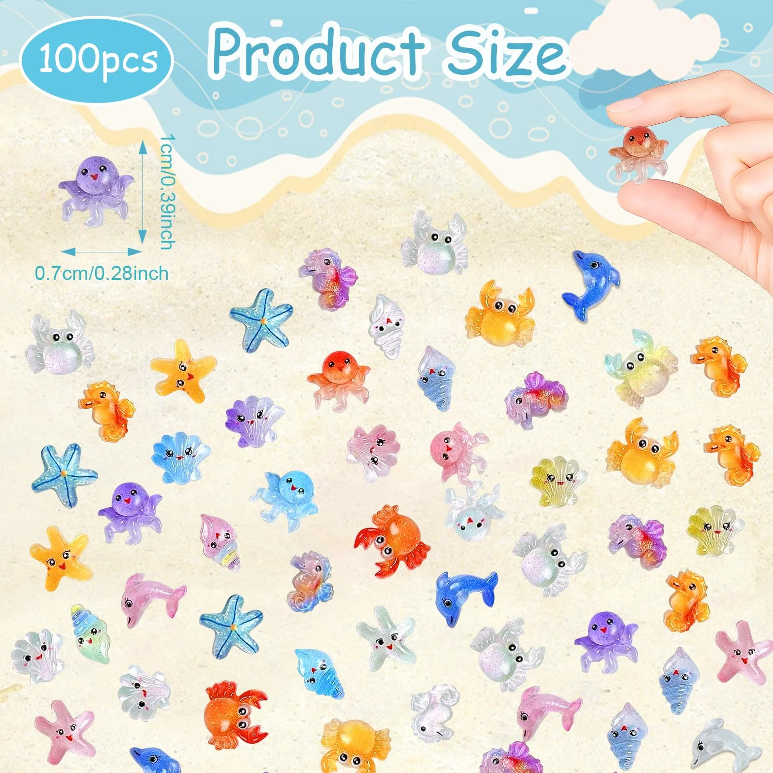 Mini Figurines Animaux Marins en Résine, 100 Pièces pour Jardins Paysagers Bonsaï Aquariums