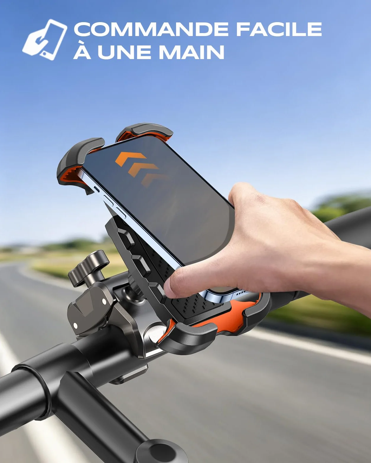 CIRYCASE Support Téléphone Moto Anti-Vibration 360° Rotation Pince Robuste 4.7-6.8"